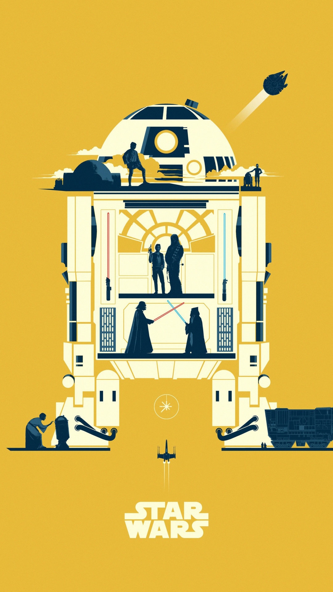 Download mobile wallpaper Star Wars, Movie, R2 D2, Minimalist for free.