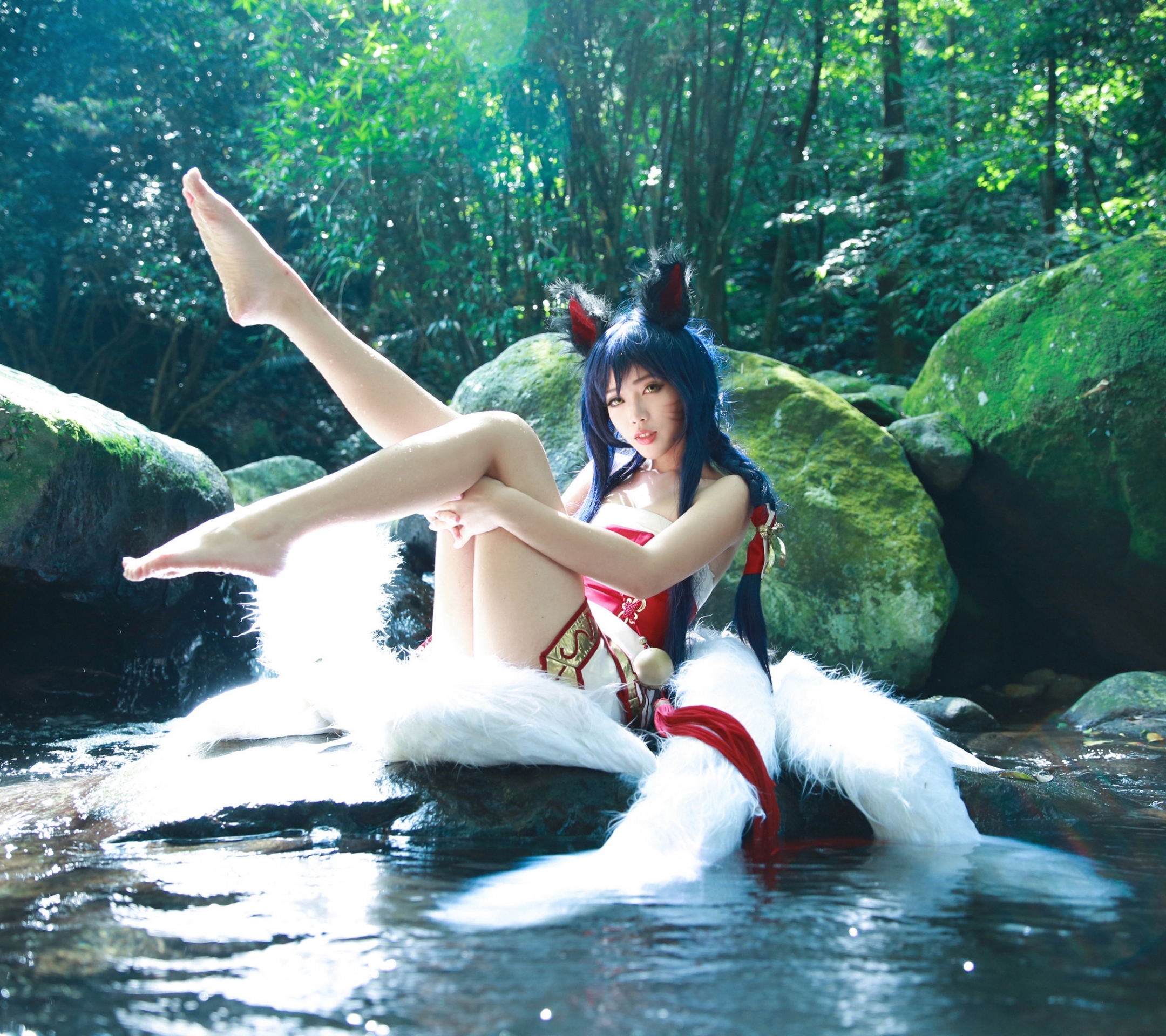 Download mobile wallpaper Women, Cosplay, Ahri (League Of Legends) for free.
