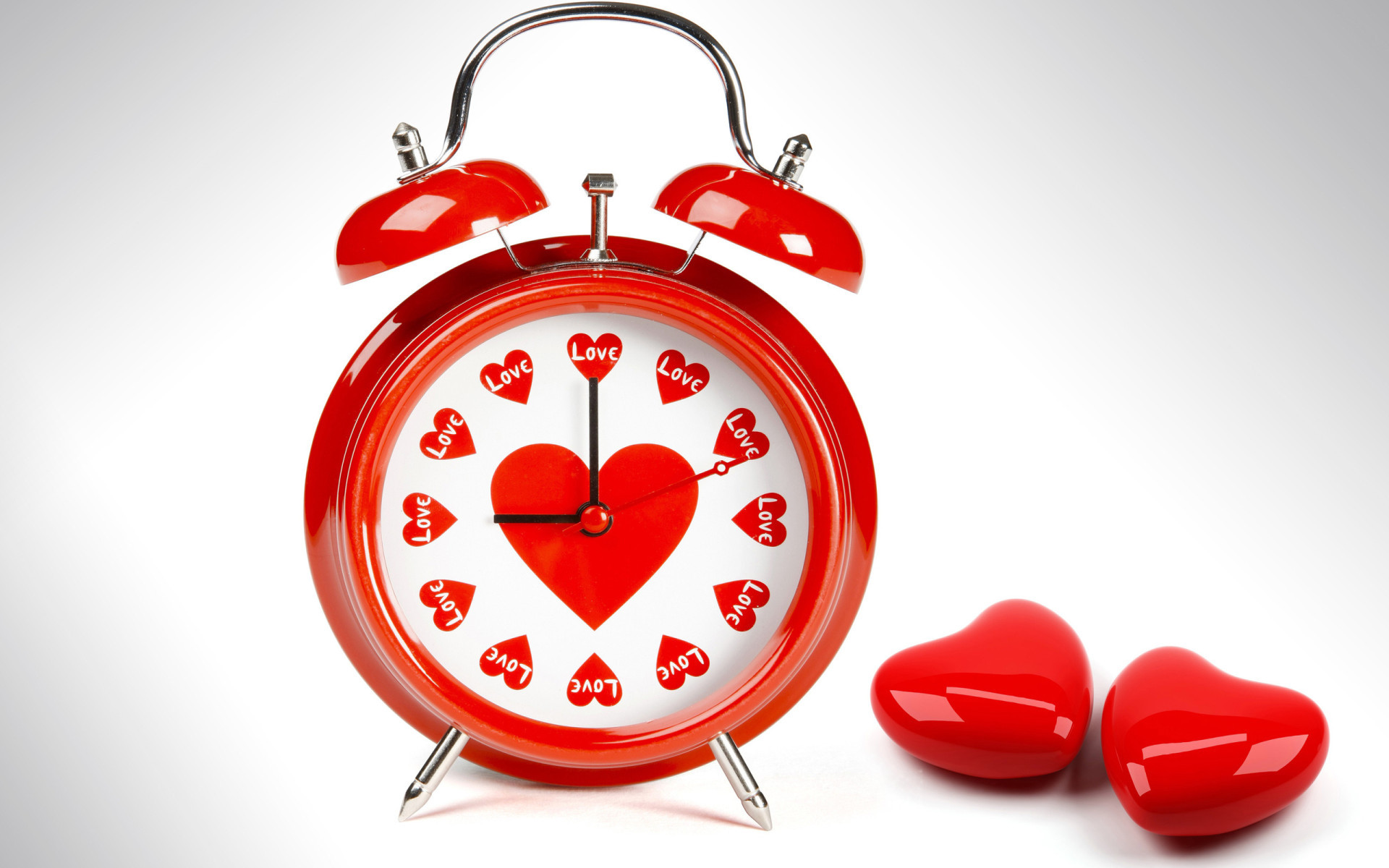 valentine's day, hearts, love, holidays, clock, white Full HD