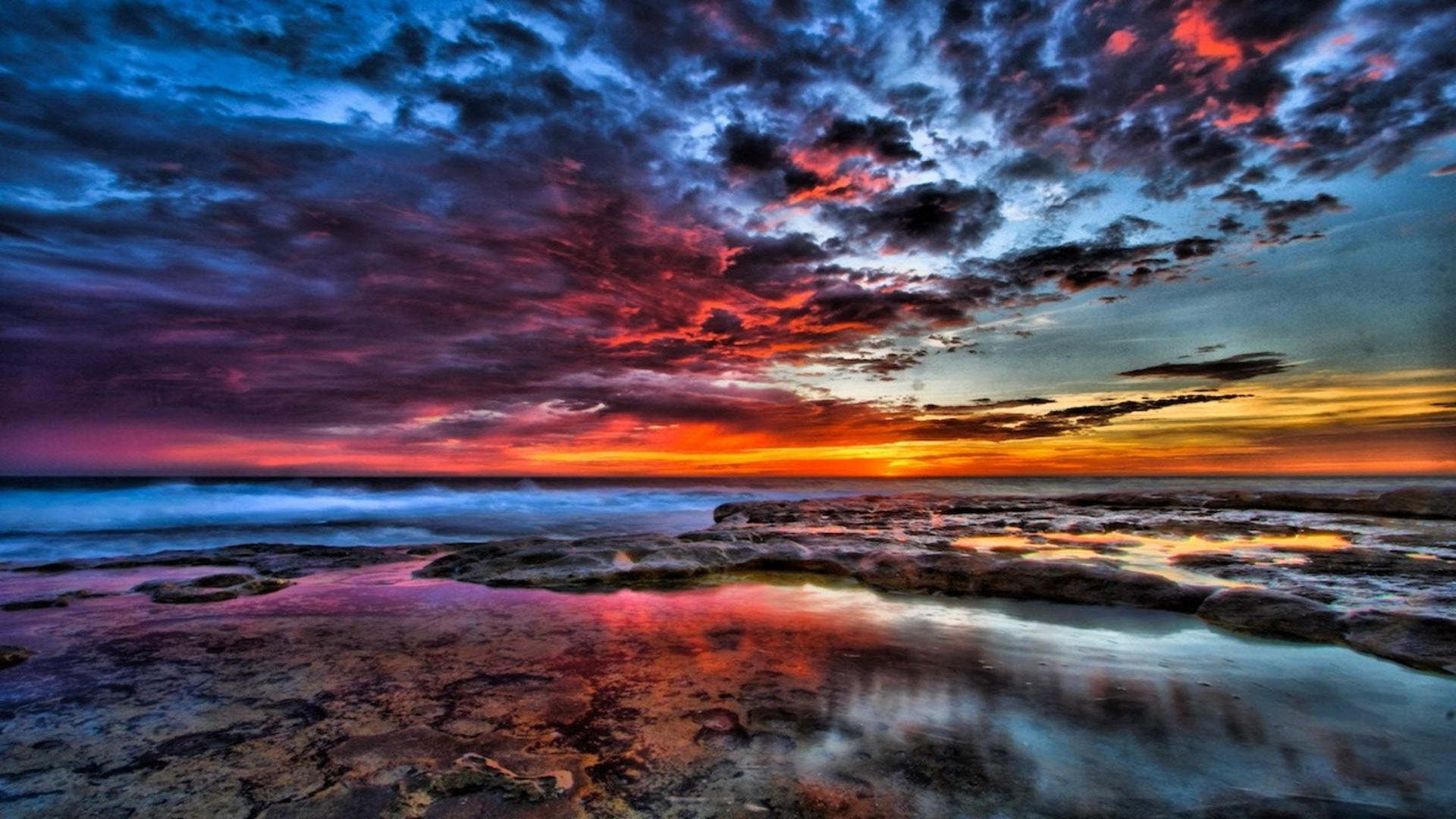 Free download wallpaper Sunset, Sky, Horizon, Ocean, Earth, Cloud on your PC desktop