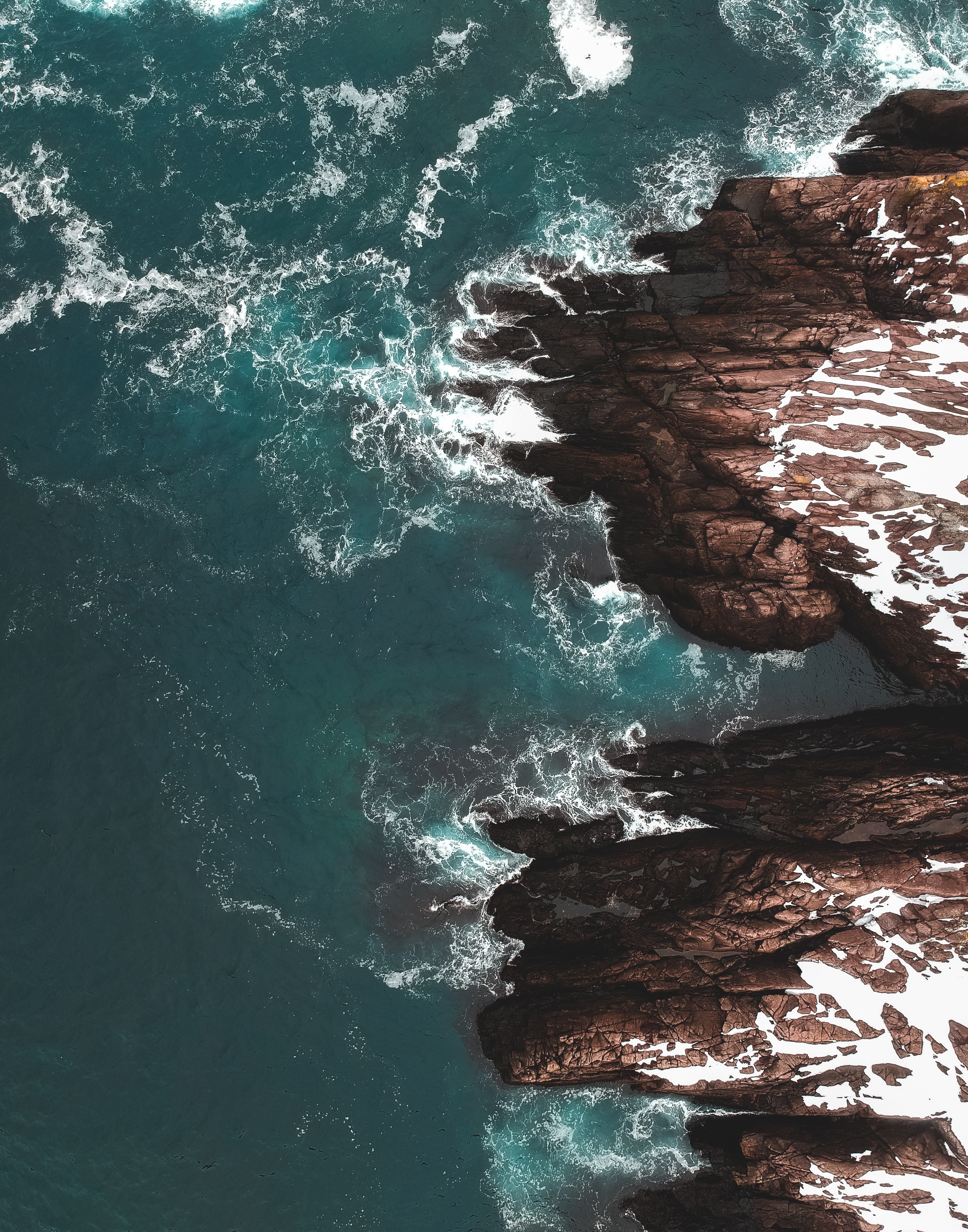 Download mobile wallpaper Rocks, View From Above, Waves, Nature for free.