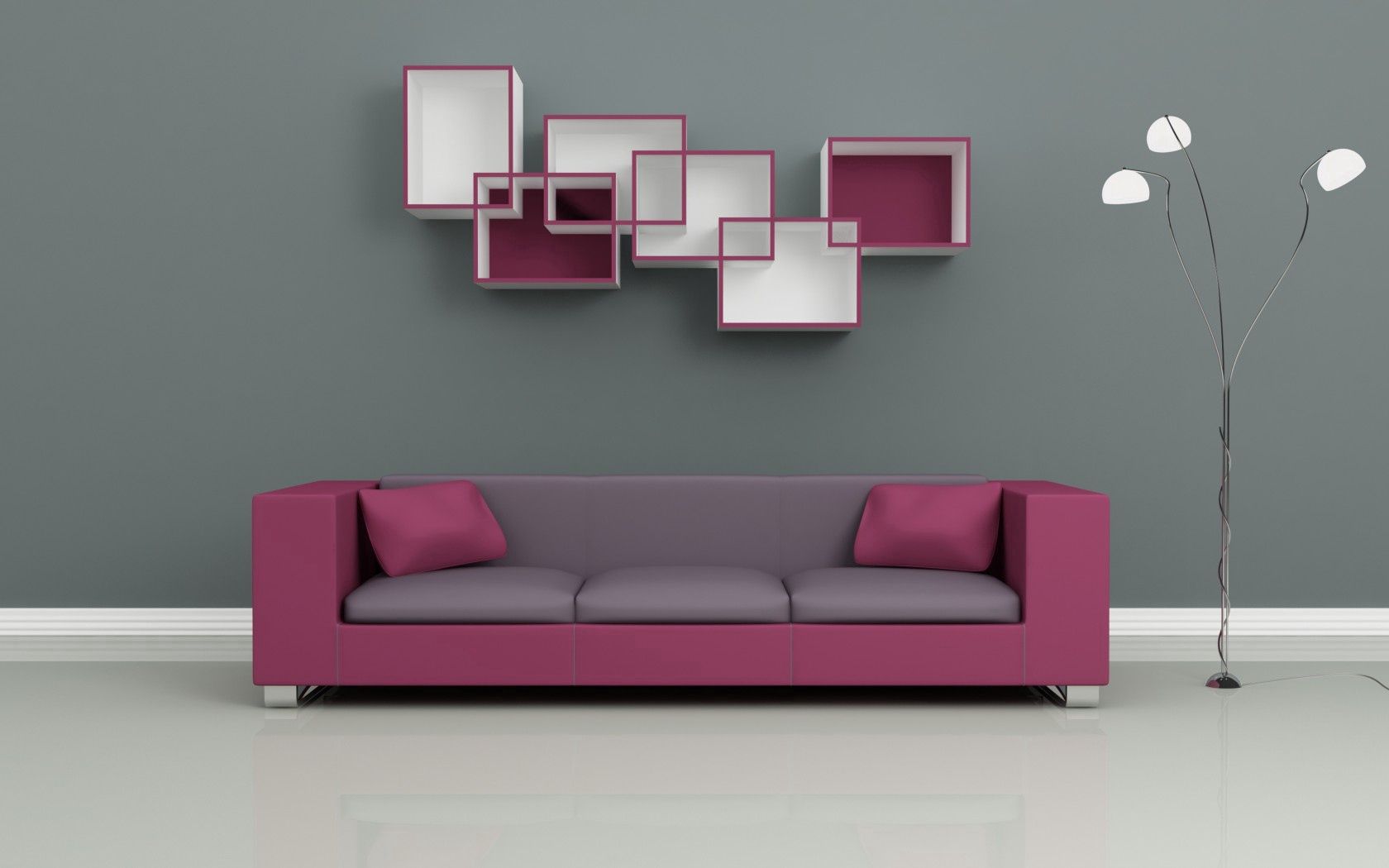 sofa, miscellanea, miscellaneous, lamp, shelves Full HD