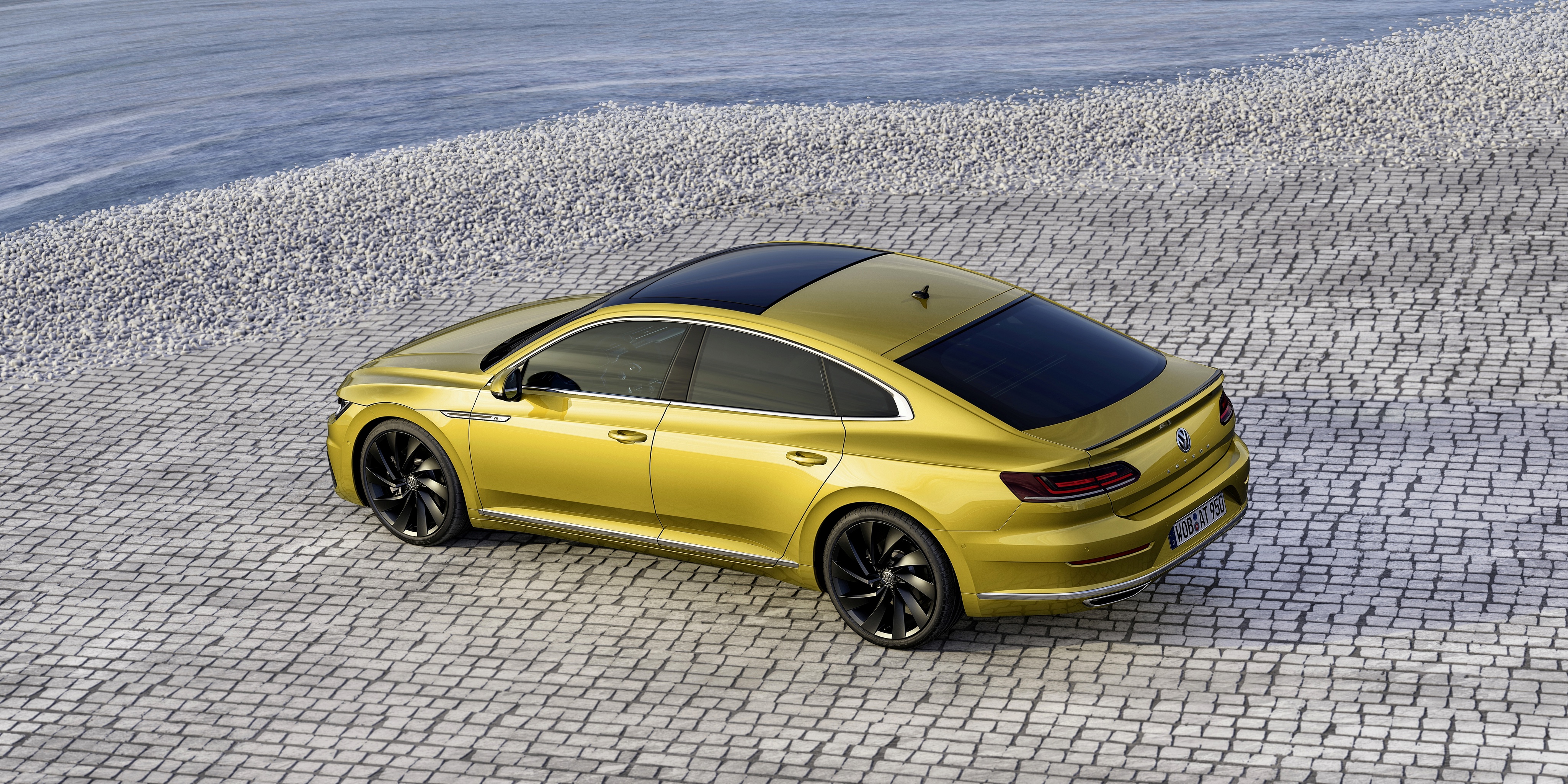 Download mobile wallpaper Volkswagen, Car, Compact Car, Vehicles, Yellow Car, Volkswagen Arteon R Line for free.