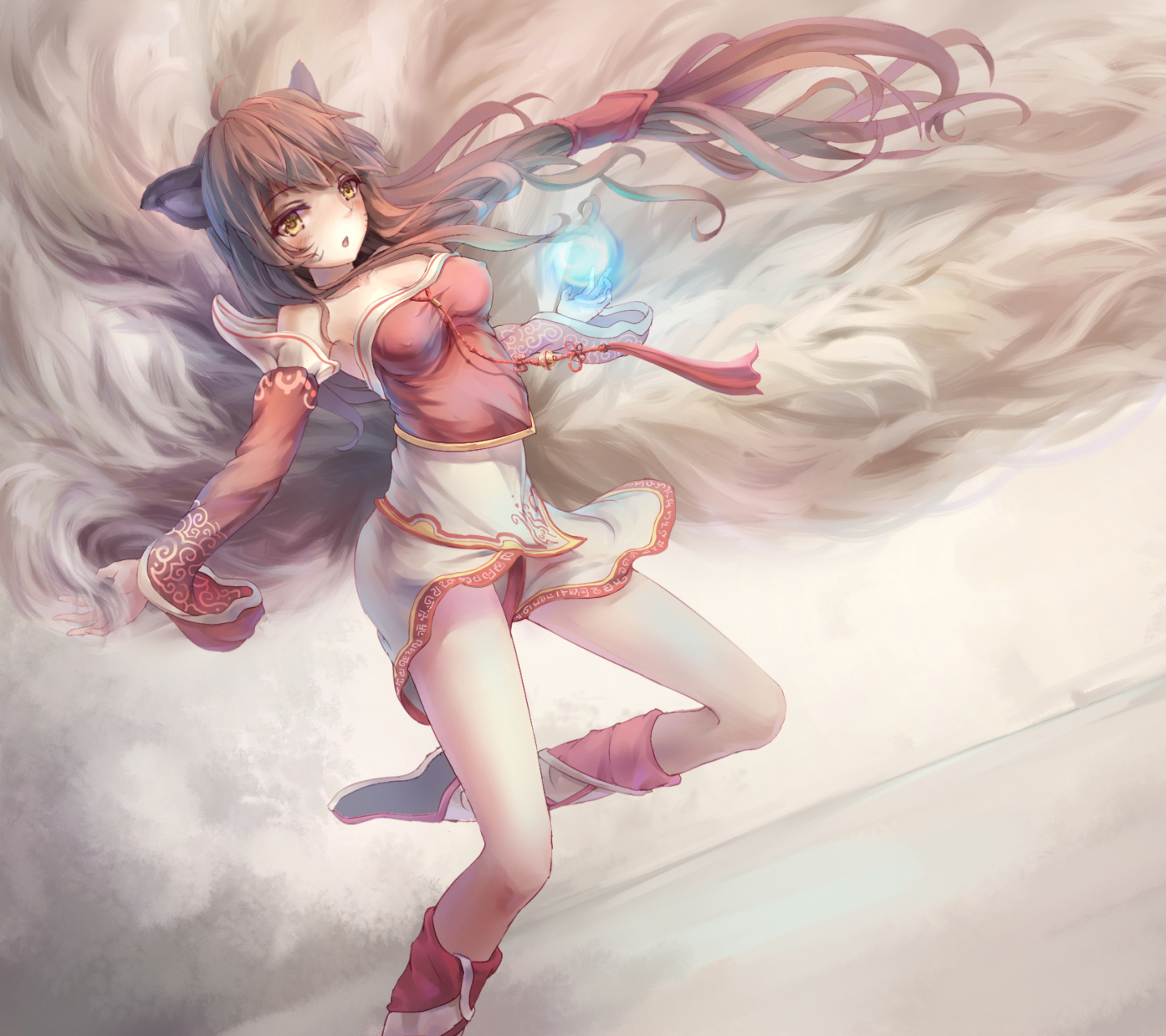 Download mobile wallpaper Magic, League Of Legends, Tail, Video Game, Long Hair, Ahri (League Of Legends) for free.