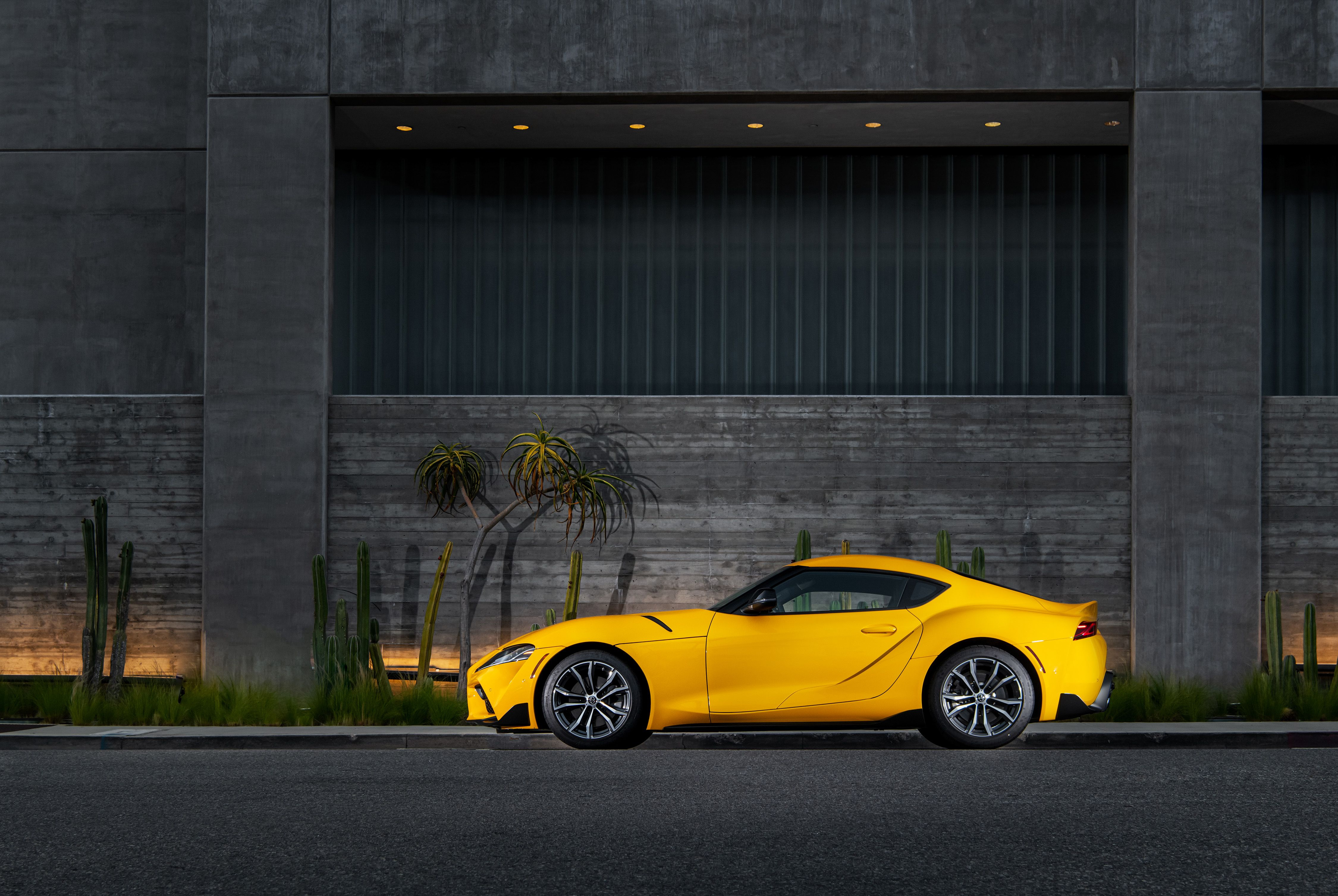 Download mobile wallpaper Toyota, Car, Vehicles, Yellow Car, Toyota Gr Supra for free.