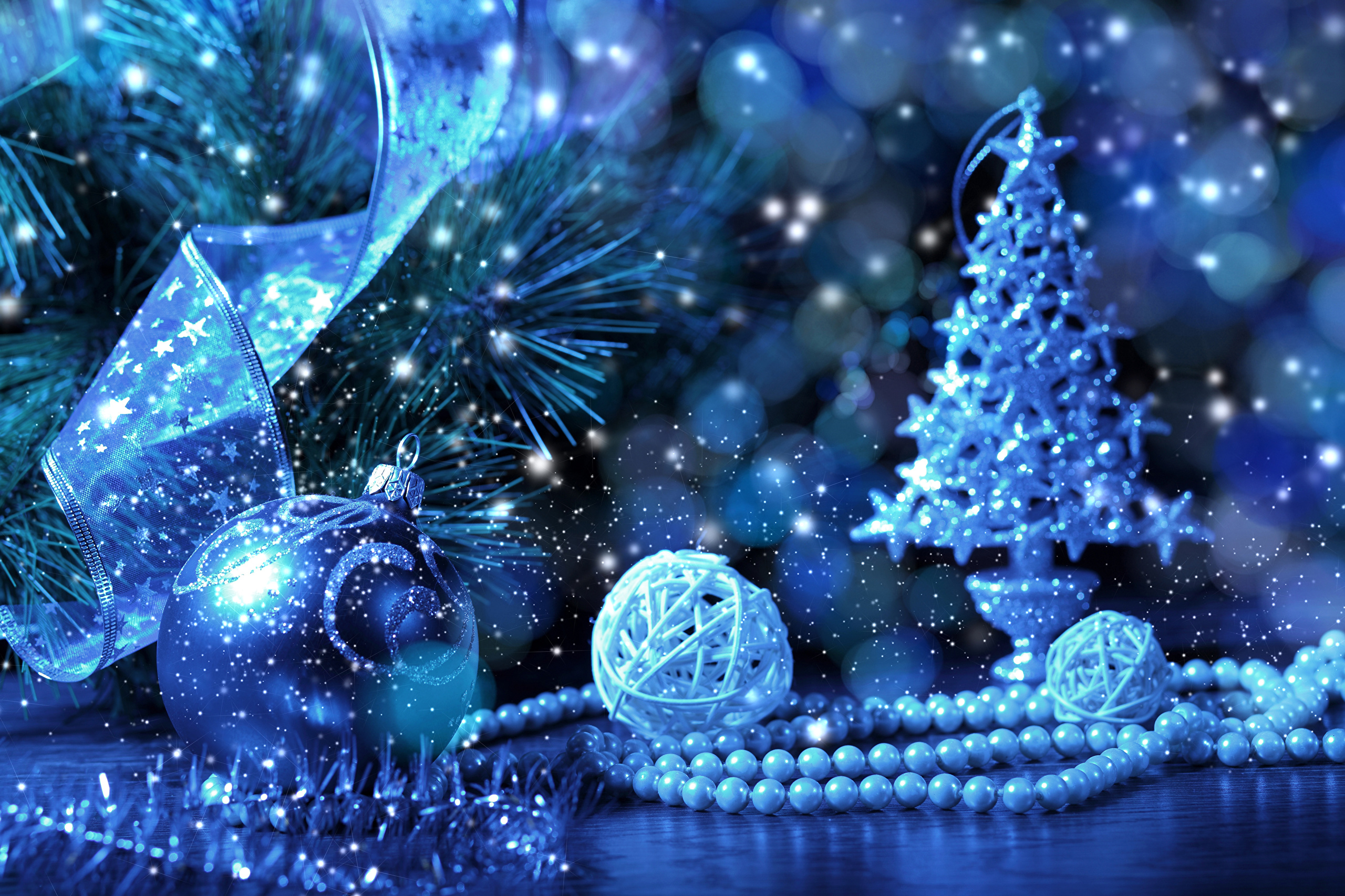 964344 скачать картинку жемчуг, безделушка, синий, праздничные, рождество, рождественские украшения, рождественская елка, украшение - обои и заставки бесплатно