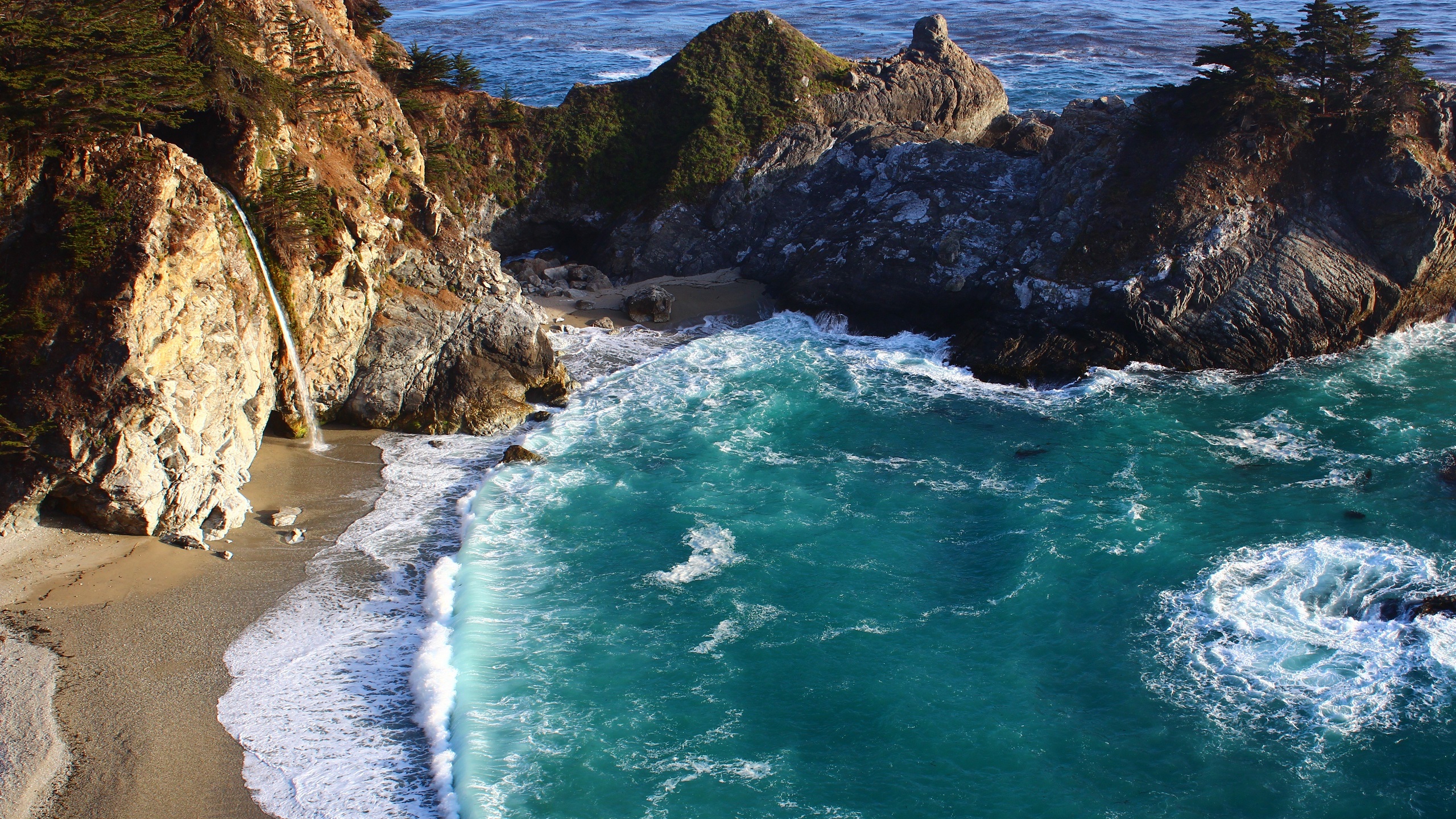 905698 descargar imagen tierra/naturaleza, sur grande, playa, california, acantilado, costa, cataratas mcway: fondos de pantalla y protectores de pantalla gratis