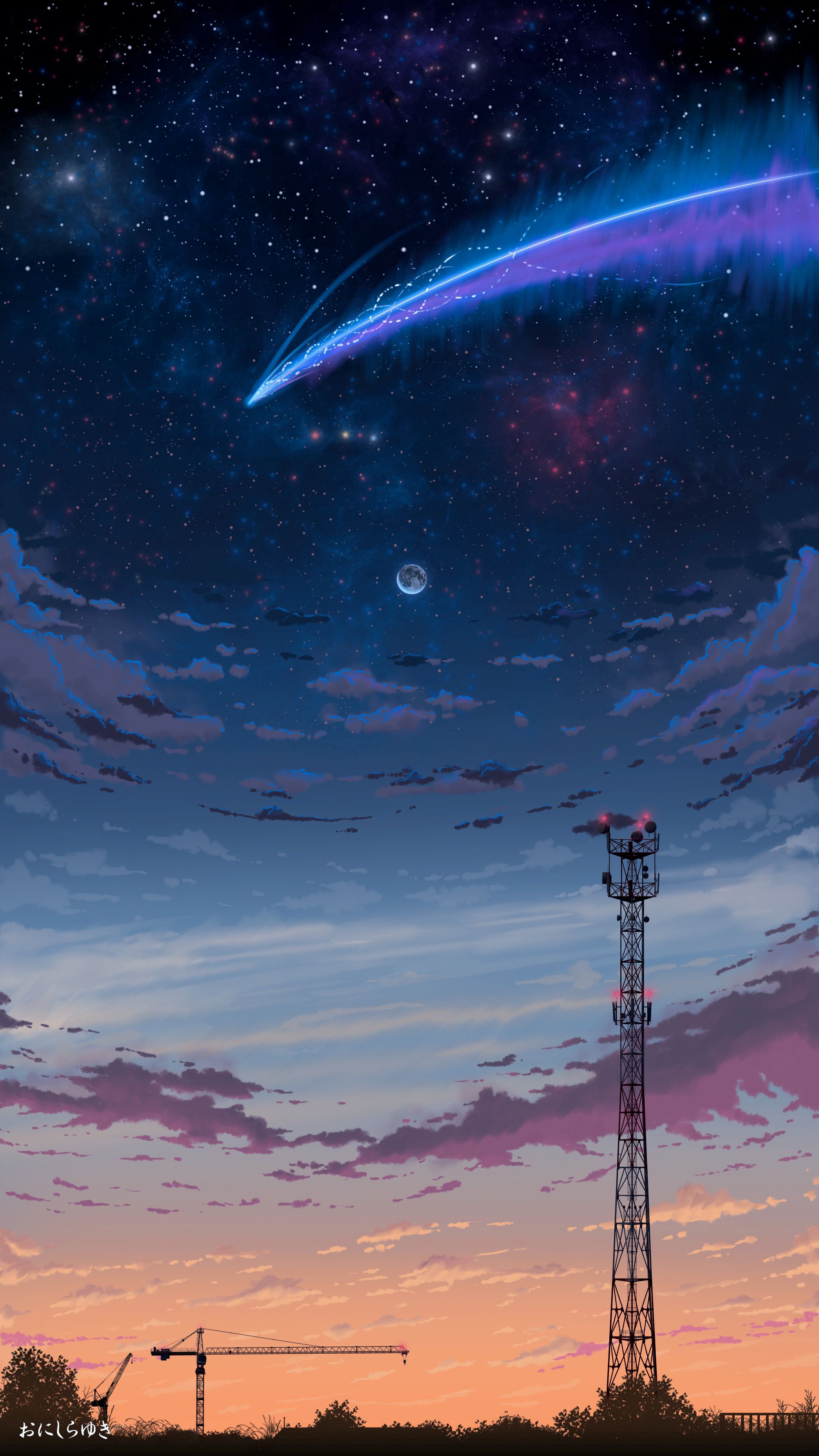 dark, night, art, comet, sky wallpaper for mobile