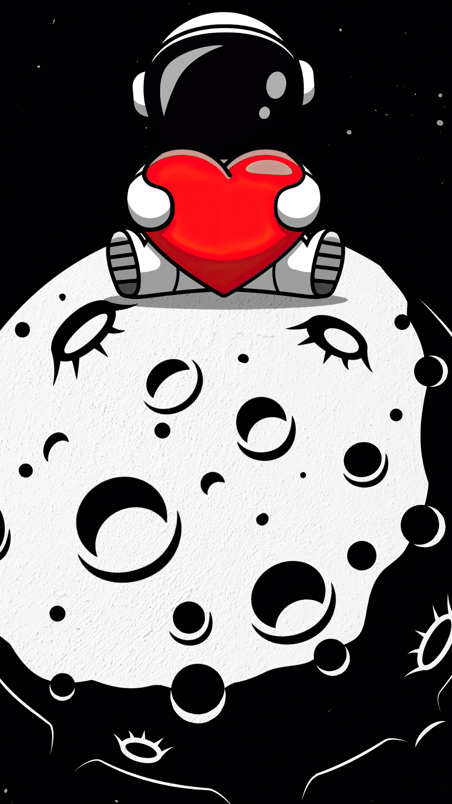 Download mobile wallpaper Moon, Heart, Sci Fi, Astronaut for free.
