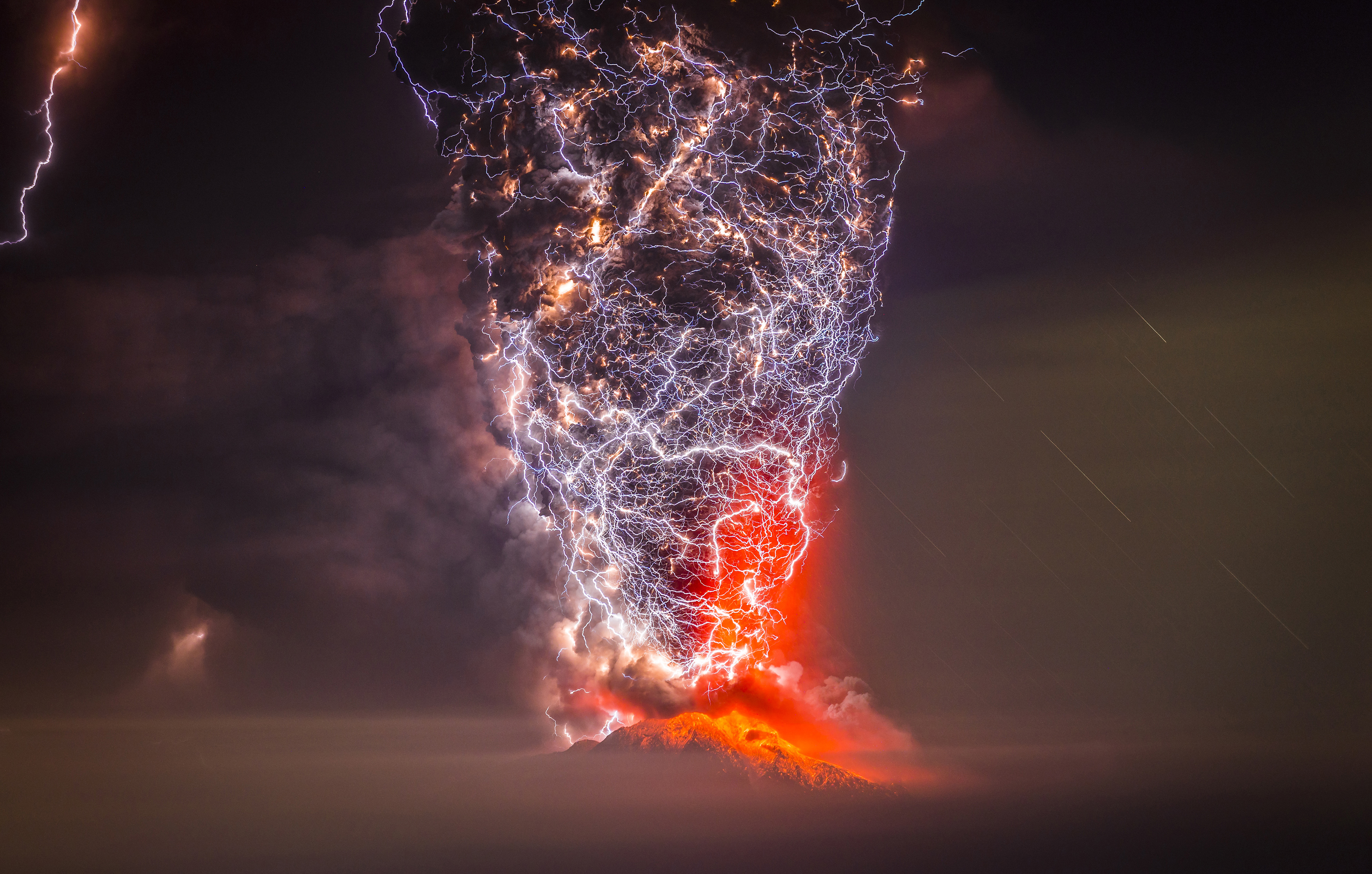 Download mobile wallpaper Lightning, Storm, Volcano, Photography for free.