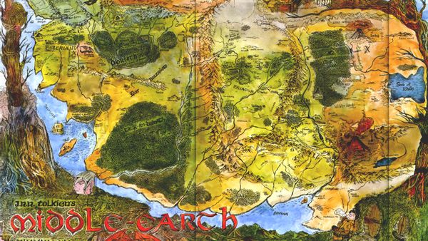 Poster « J.R.R. Tolkien - Carte de la Terre du Milieu, illustrations d