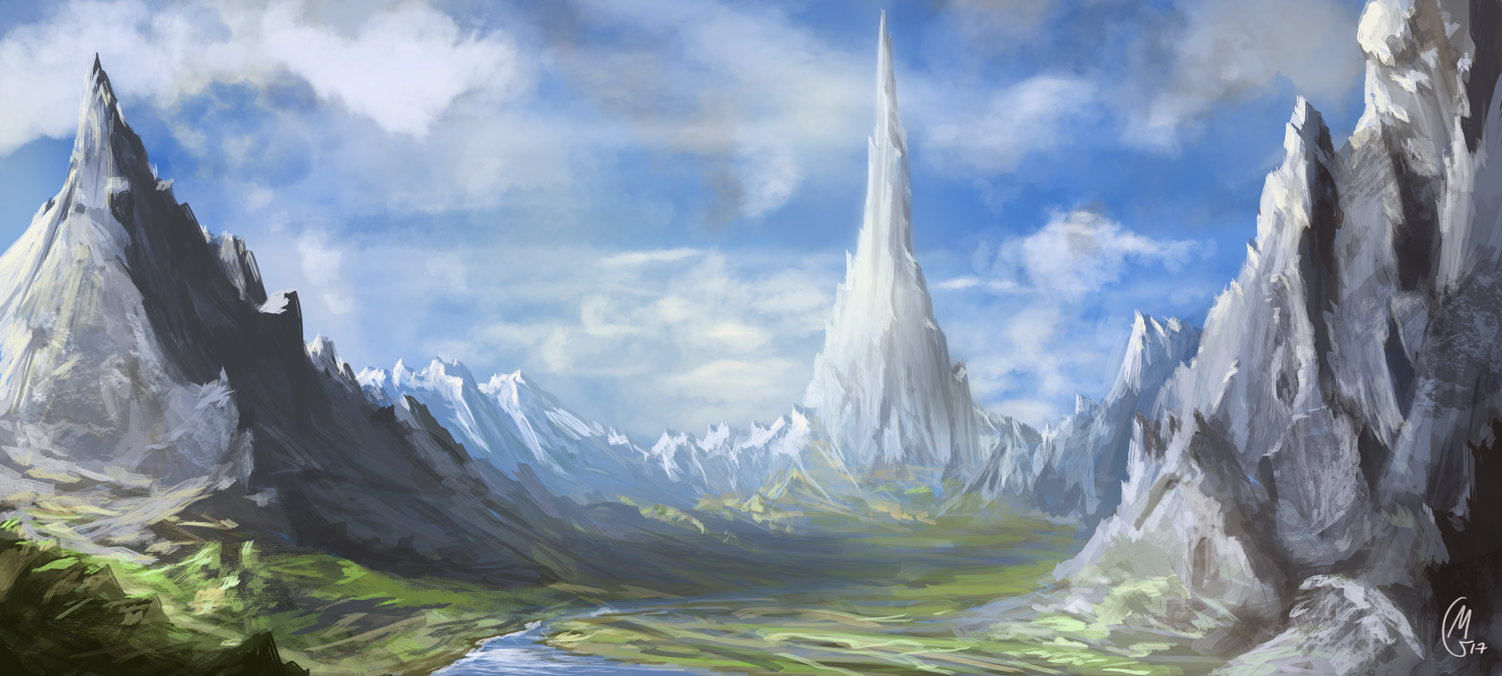 Free download wallpaper Landscape, Nature, Fantasy, Mountain, Peak on your PC desktop