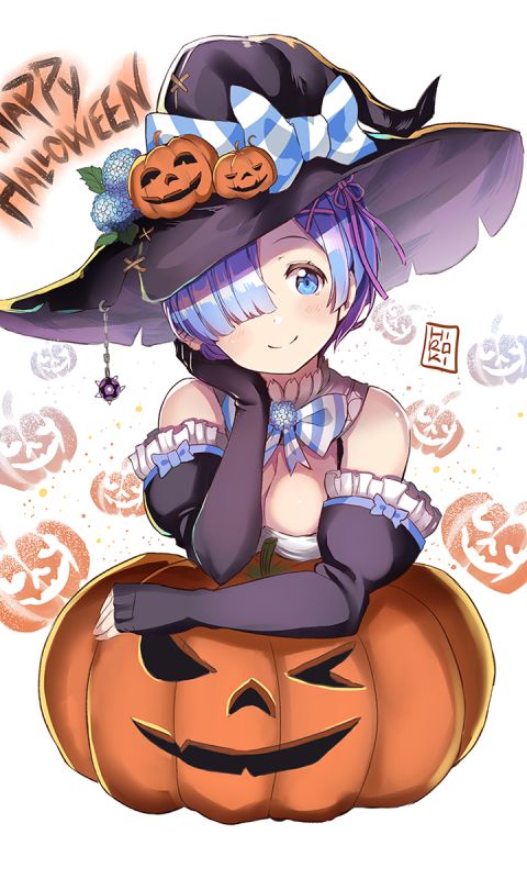 Download mobile wallpaper Anime, Halloween, Pumpkin, Re:zero Starting Life In Another World, Rem (Re:zero) for free.