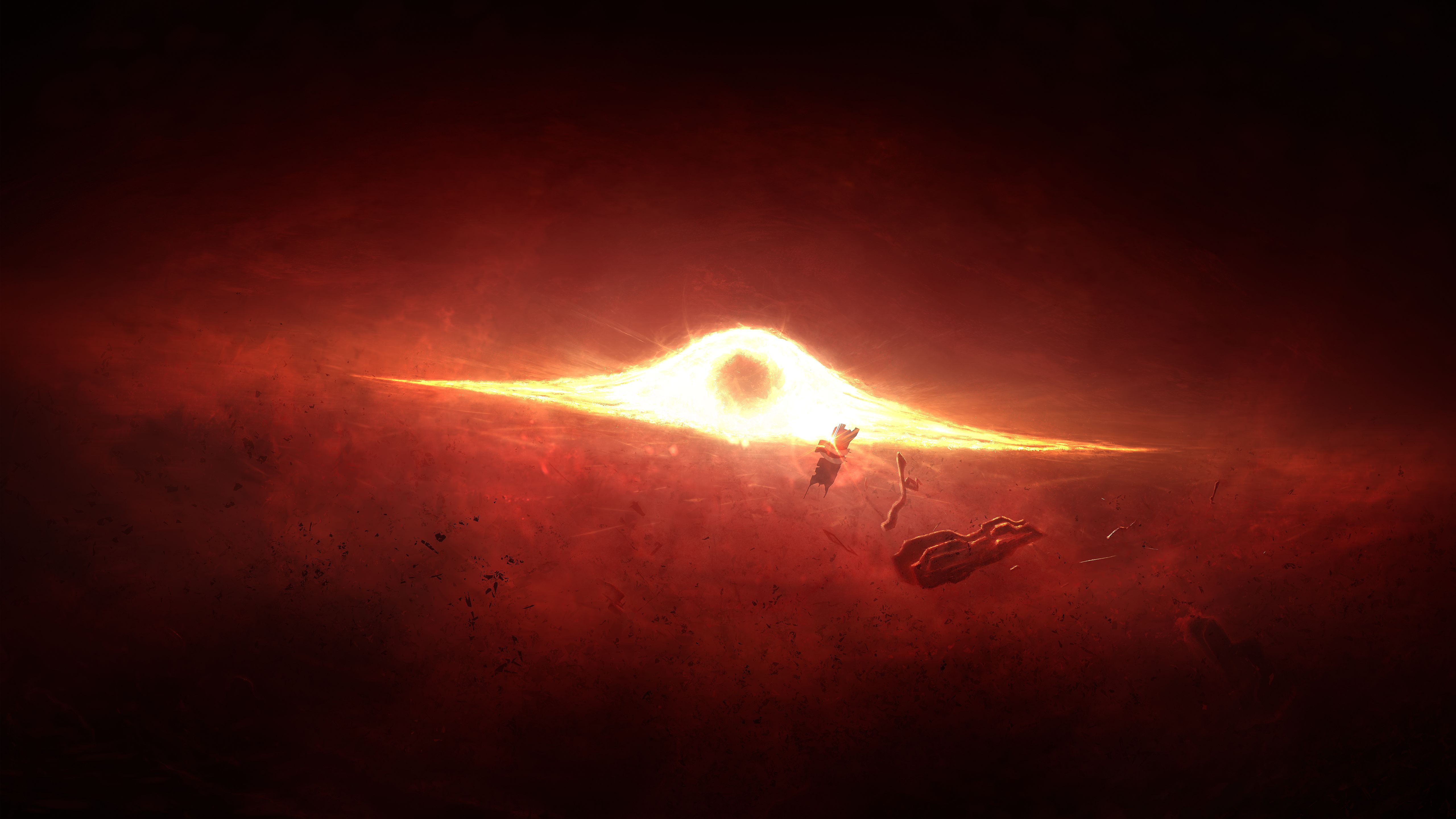 Handy-Wallpaper Mass Effect, Explosion, Schwarzes Loch, Weltraum, Computerspiele, Orange Farbe), Mass Effect 2 kostenlos herunterladen.