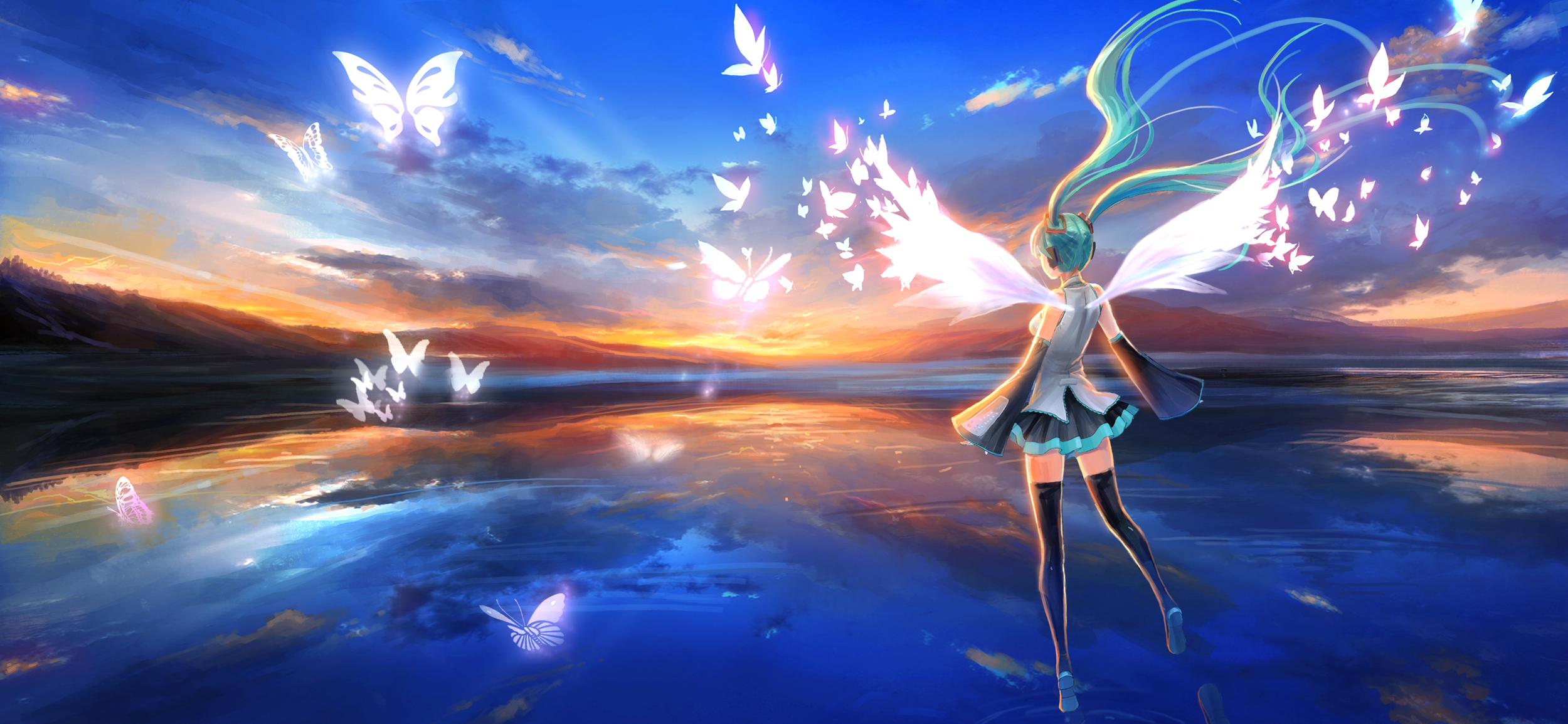 Download mobile wallpaper Anime, Wings, Vocaloid, Hatsune Miku for free.