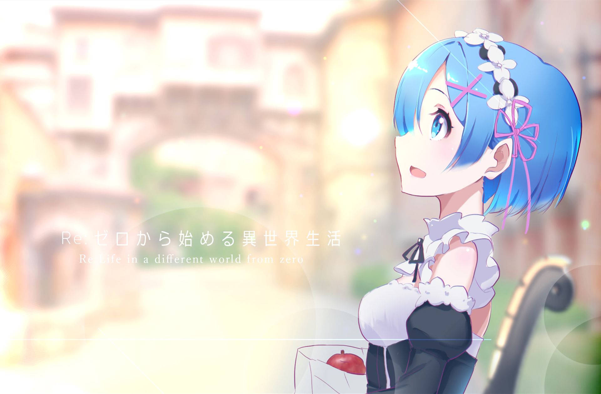 re:zero starting life in another world, anime, blue eyes, blue hair, rem (re:zero), short hair
