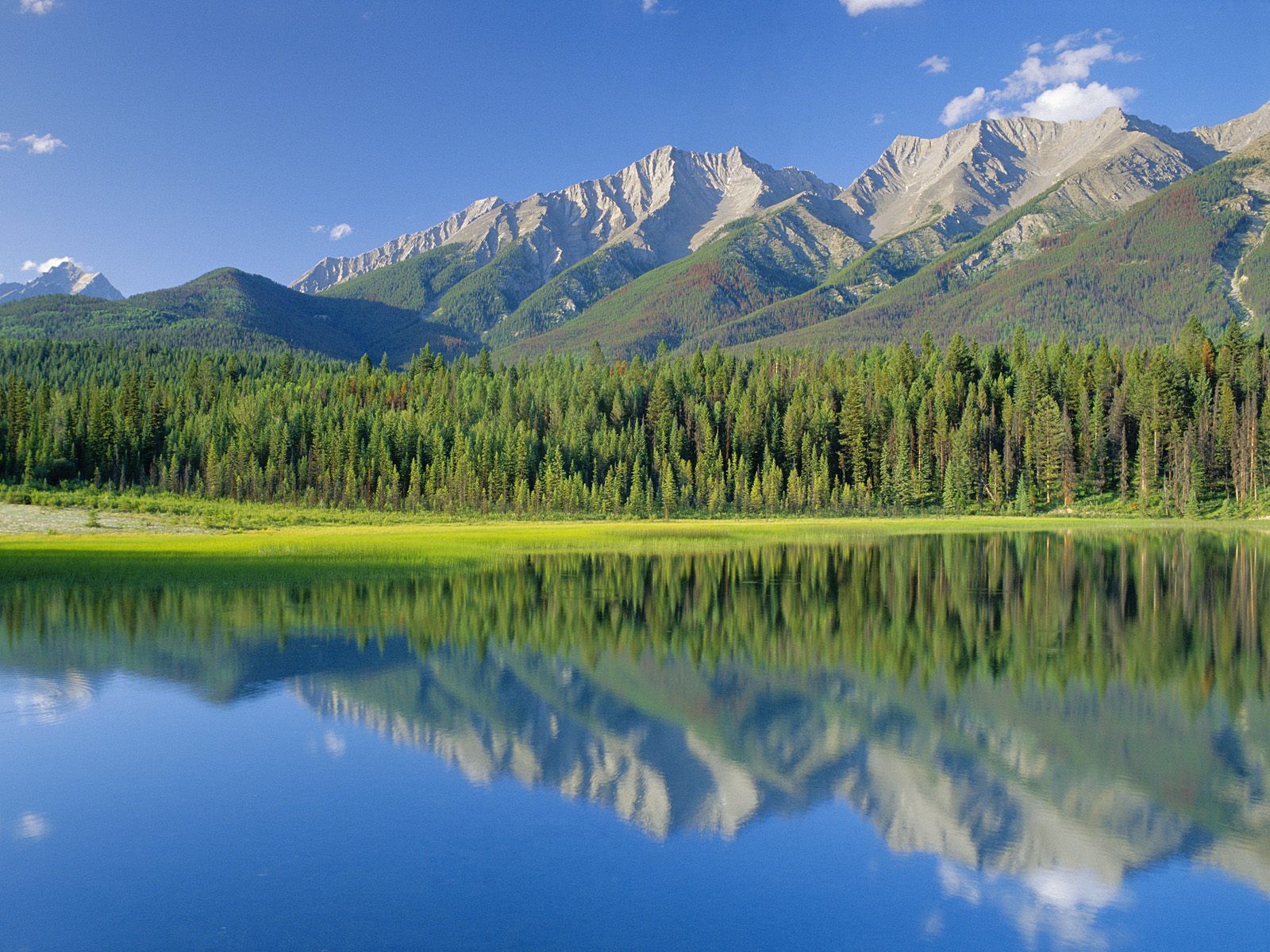 90628 скачать обои горы, канада, озеро, природа, деревья, национальный парк, британская колумбия, dog lake - заставки и картинки бесплатно