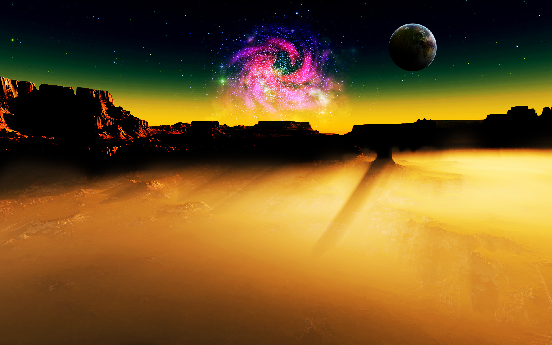 Handy-Wallpaper Landschaft, Science Fiction kostenlos herunterladen.