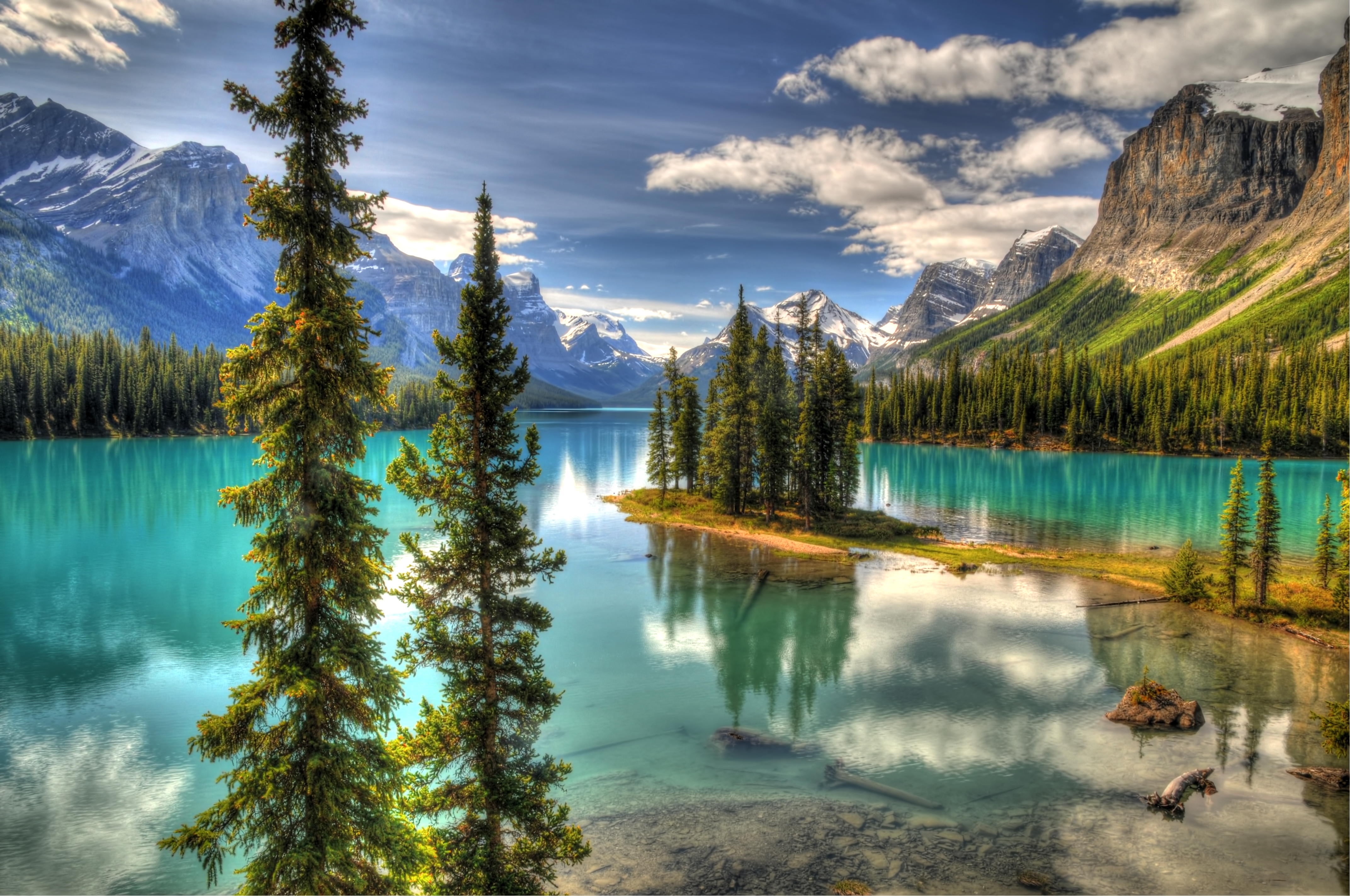 PCデスクトップに風景, 木, 湖, 山, 地球, 空画像を無料でダウンロード