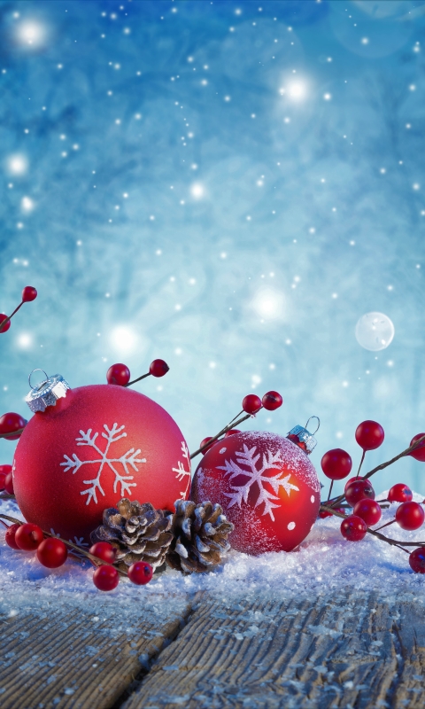 Handy-Wallpaper Feiertage, Weihnachten, Weihnachtsschmuck, Schneefall, Tannenzapfen kostenlos herunterladen.