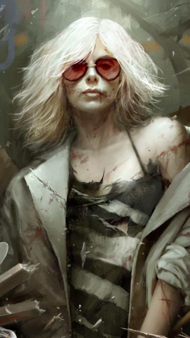 Download mobile wallpaper Sunglasses, Movie, White Hair, Woman Warrior, Atomic Blonde for free.