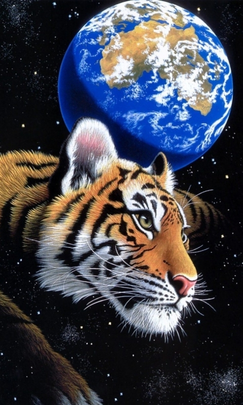 Handy-Wallpaper Tiere, Katzen, Tiger, Planet kostenlos herunterladen.