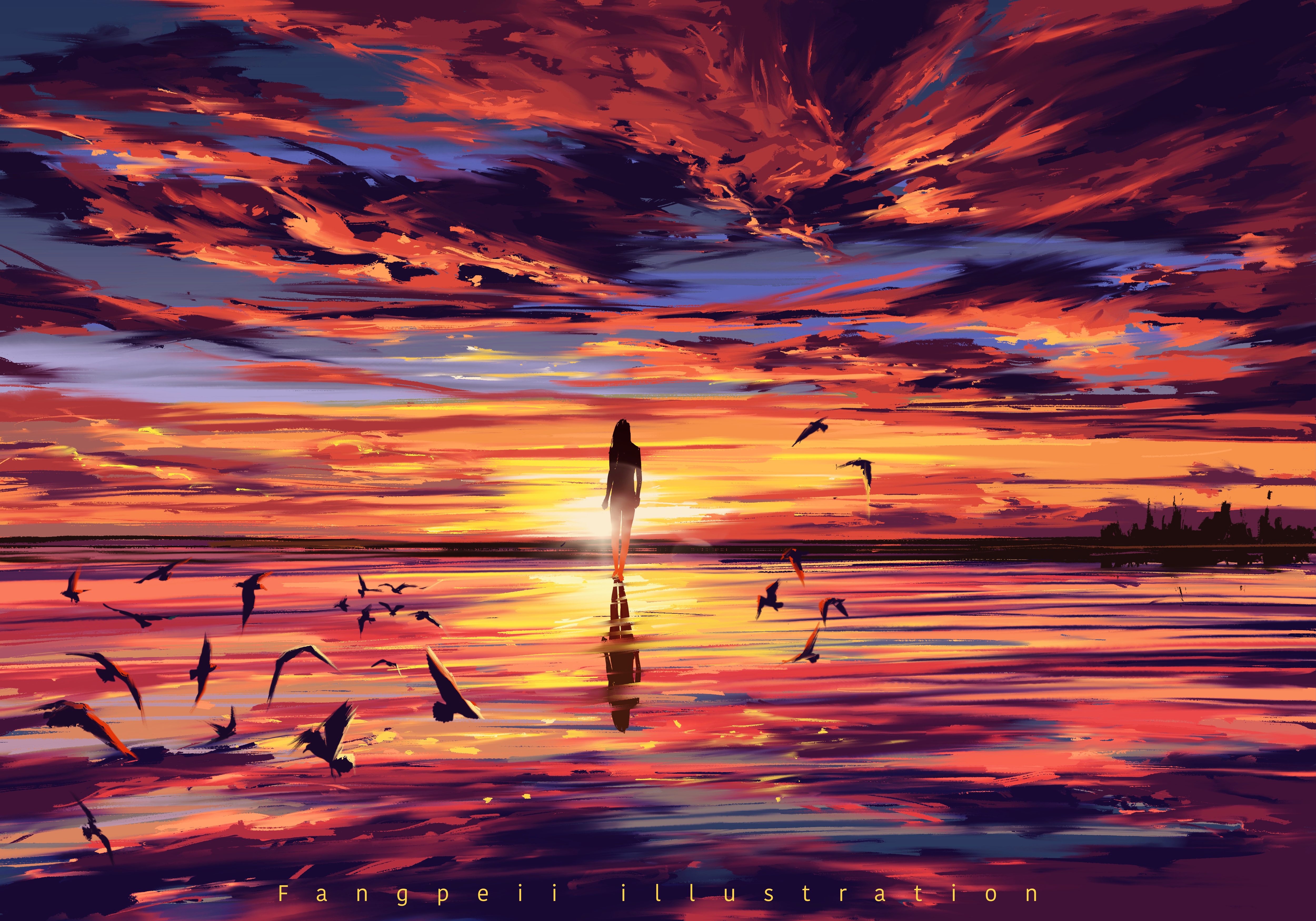 Download mobile wallpaper Sunset, Artistic for free.