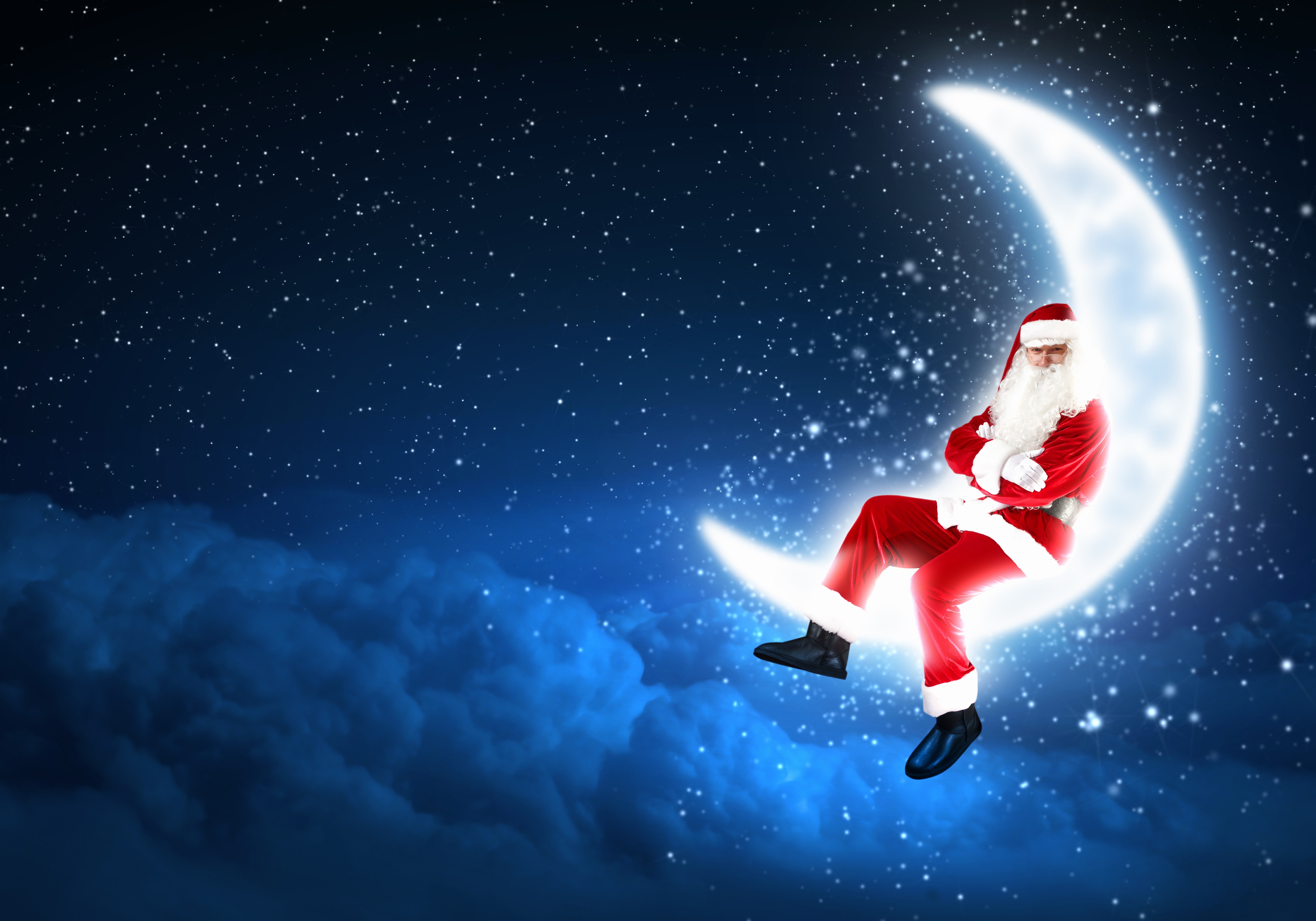 Download mobile wallpaper Christmas, Holiday, Santa, Crescent for free.