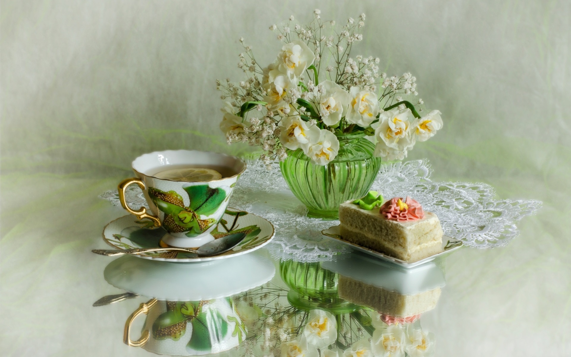 flower, photography, still life, cake, cup, saucer, vase, white flower