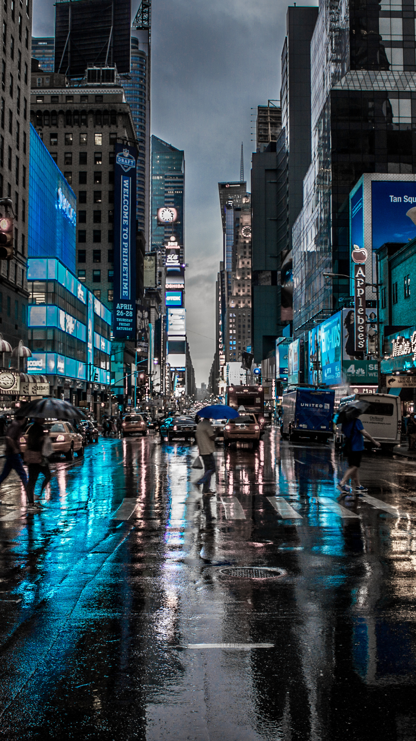 Завантажити шпалери безкоштовно Міста, Дощ, Ніч, Місто, Нью Йорк, Створено Людиною картинка на робочий стіл ПК