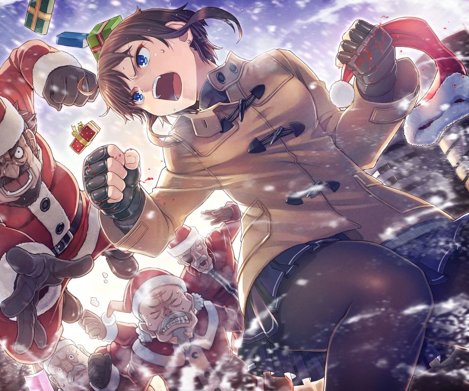 Download mobile wallpaper Anime, Santa Claus, Christmas, Skirt, Original, Pantyhose for free.