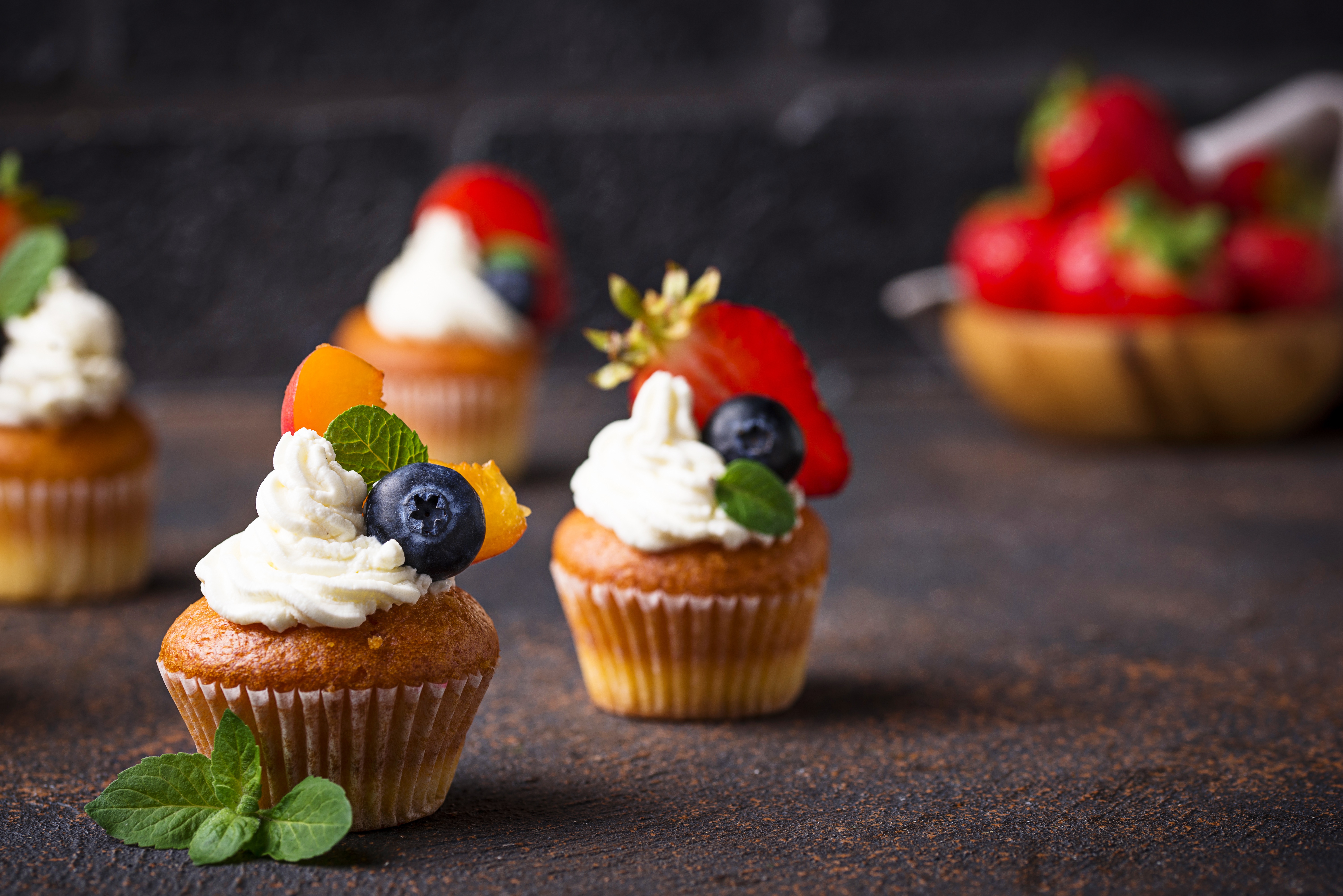 Free download wallpaper Food, Cream, Berry, Cupcake on your PC desktop