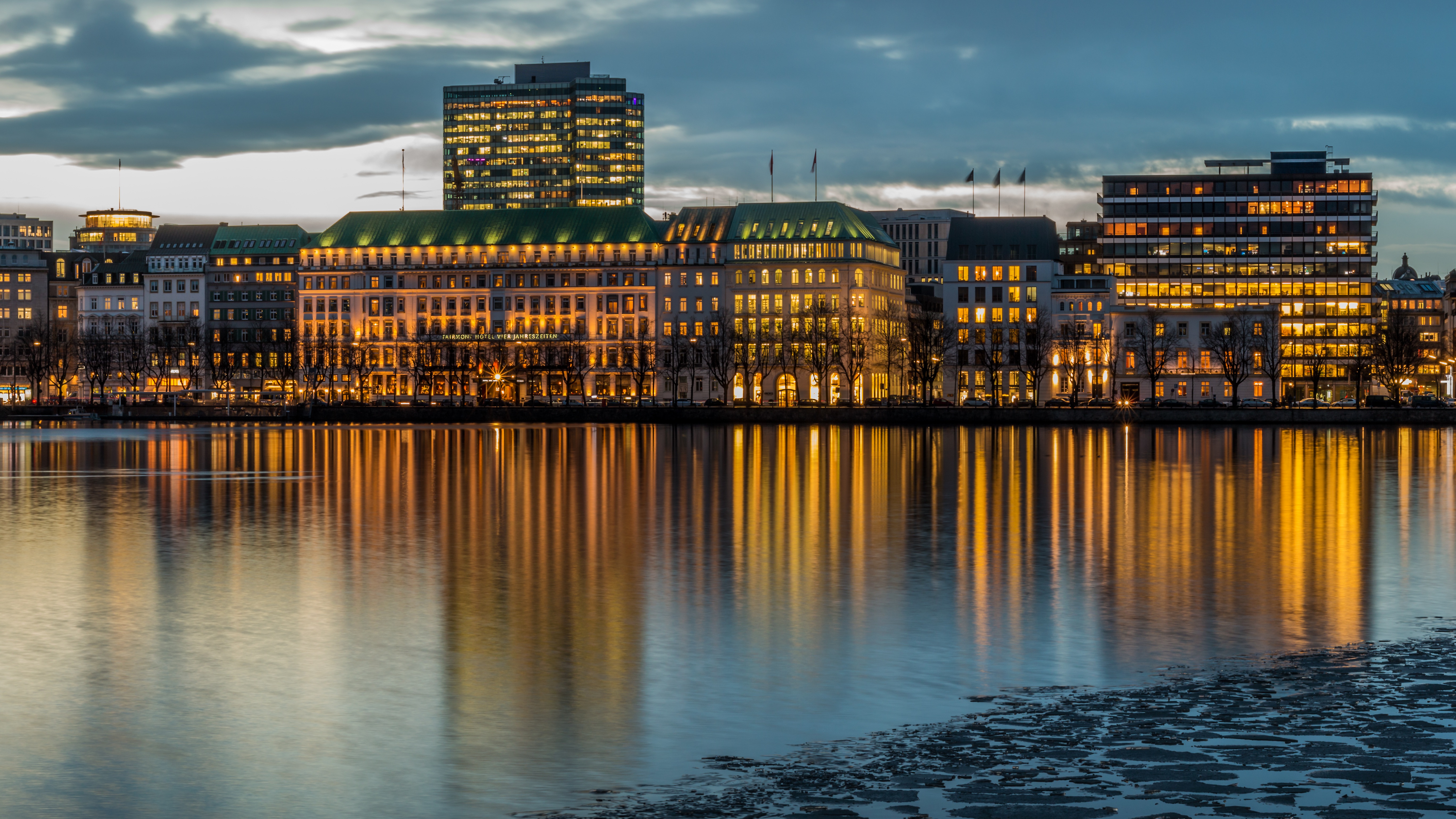 Download background germany, cities, rivers, building, hamburg