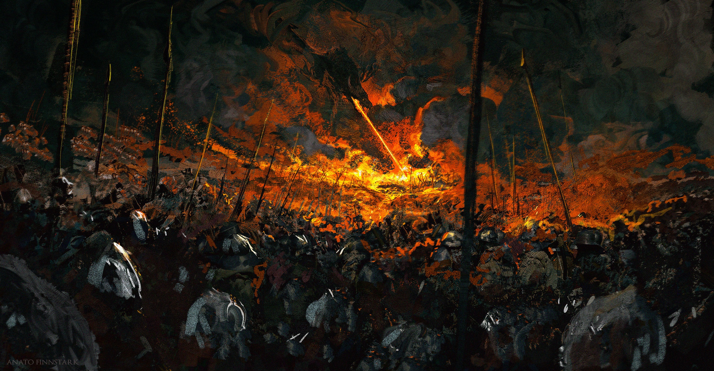 Free download wallpaper Fantasy, Dragon, Battle, Army on your PC desktop