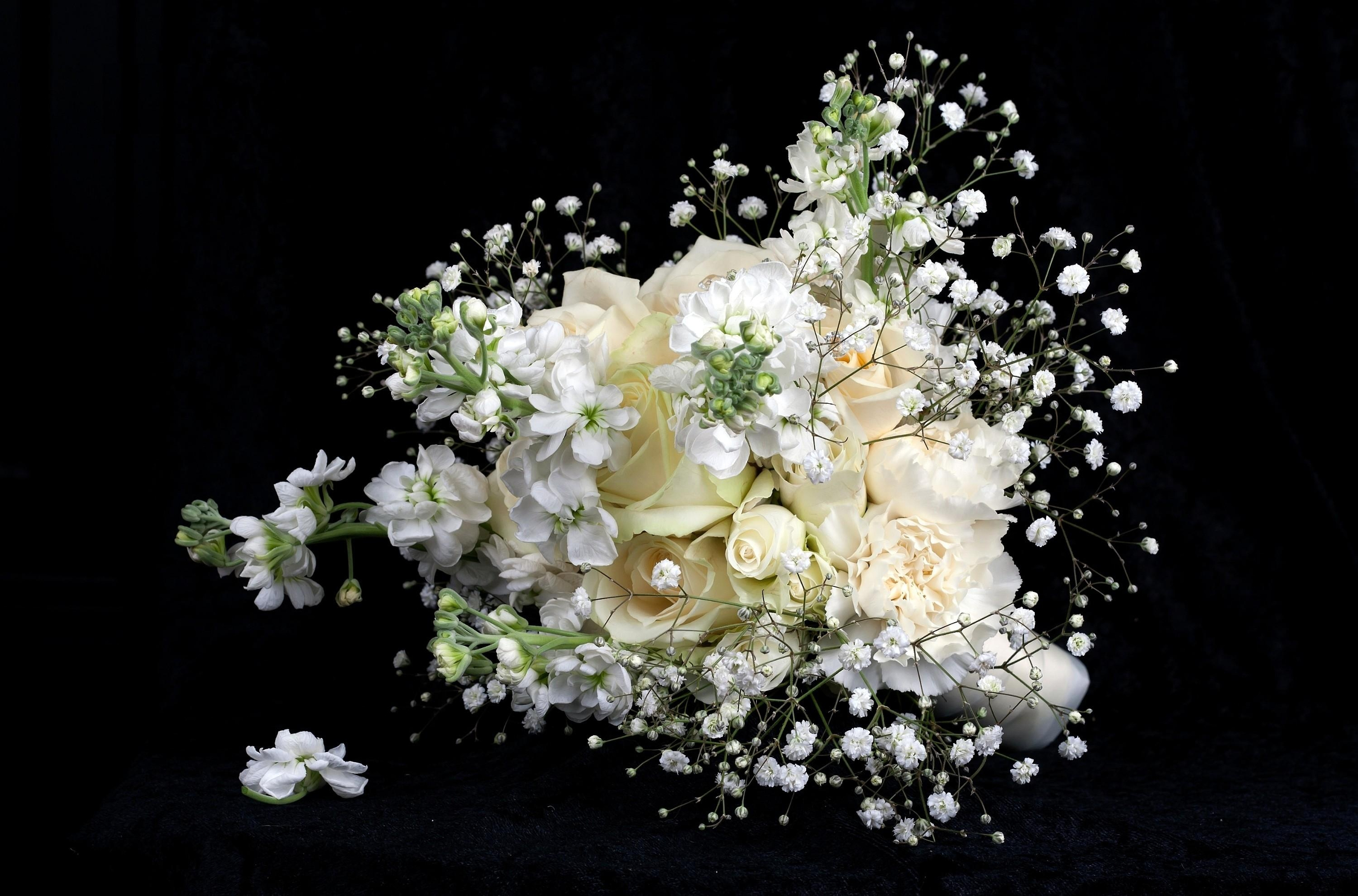 Завантажити шпалери безкоштовно Квітка, Роза, Букет, Біла Квітка, Створено Людиною картинка на робочий стіл ПК