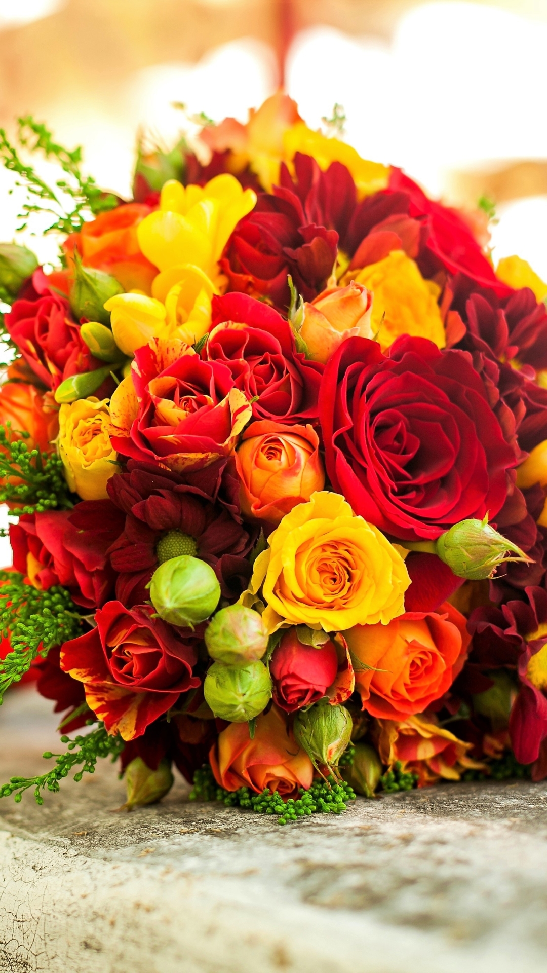 Download mobile wallpaper Flower, Bouquet, Colors, Colorful, Yellow Flower, Red Flower, Man Made for free.