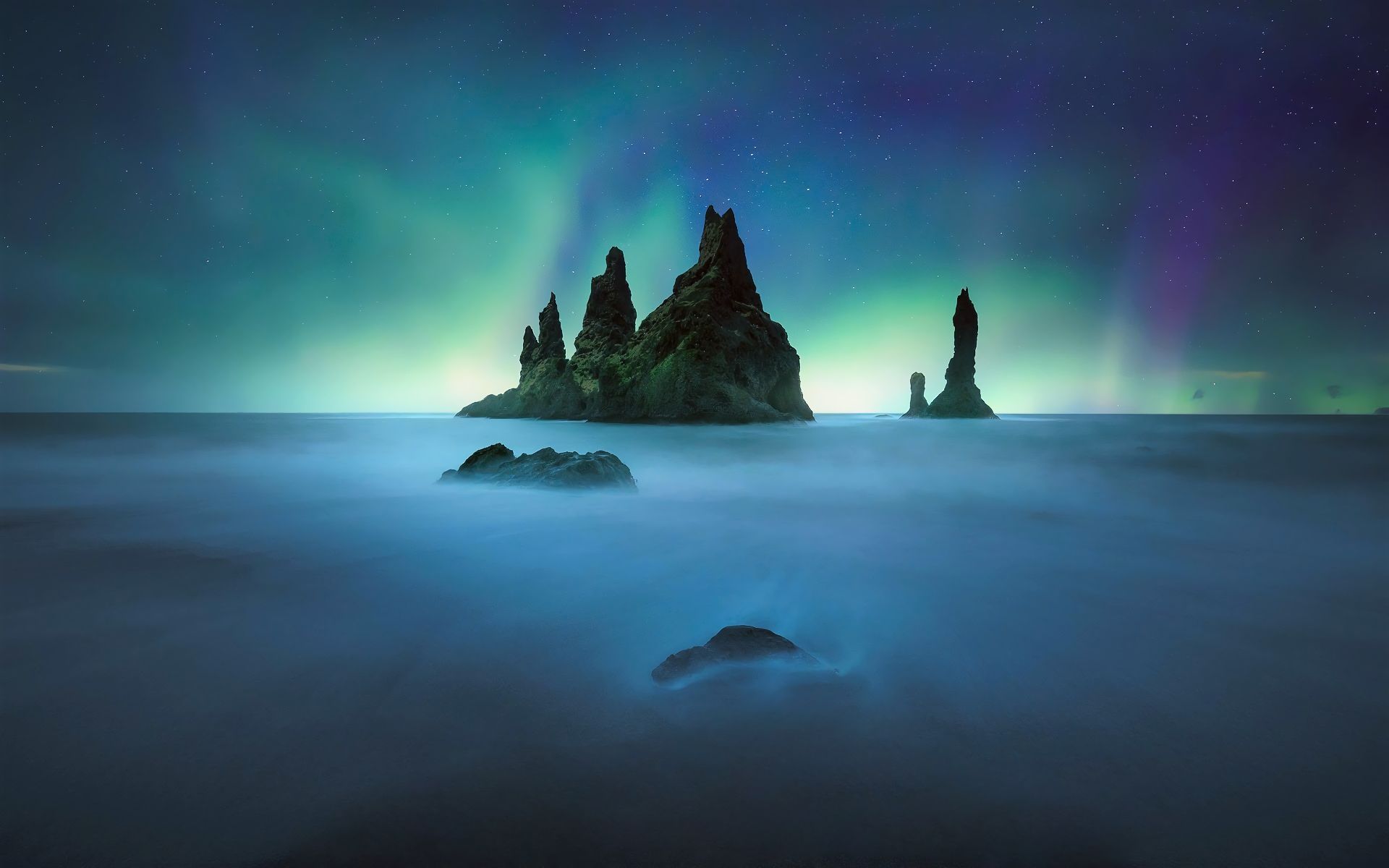 Free download wallpaper Sky, Sea, Horizon, Ocean, Earth, Aurora Borealis on your PC desktop