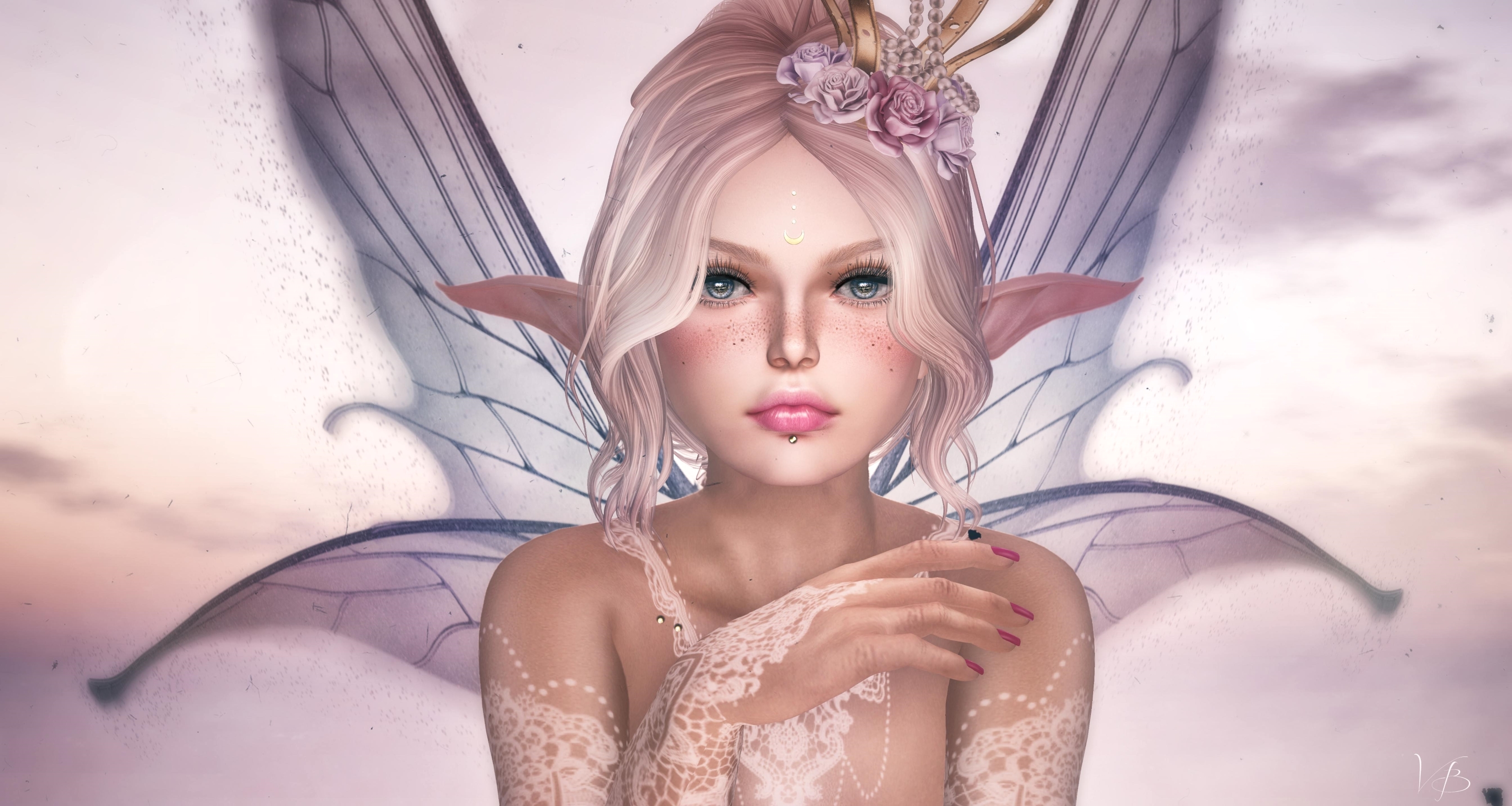 Download mobile wallpaper Fantasy, Flower, Wings, Elf, Fairy for free.