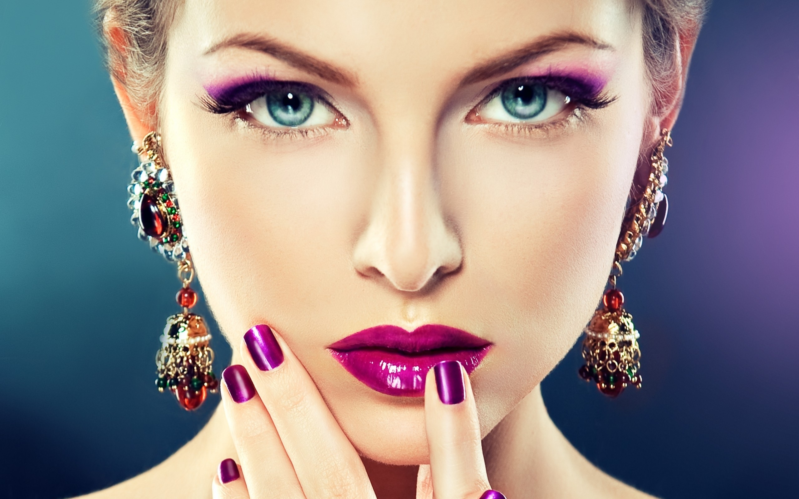 Free download wallpaper Jewelry, Face, Women, Earrings, Makeup, Lipstick on your PC desktop