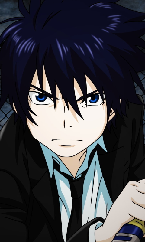 HD wallpaper anime, blue exorcist, rin okumura, kurikara (blue exorcist), blue eyes, blue hair, ao no exorcist