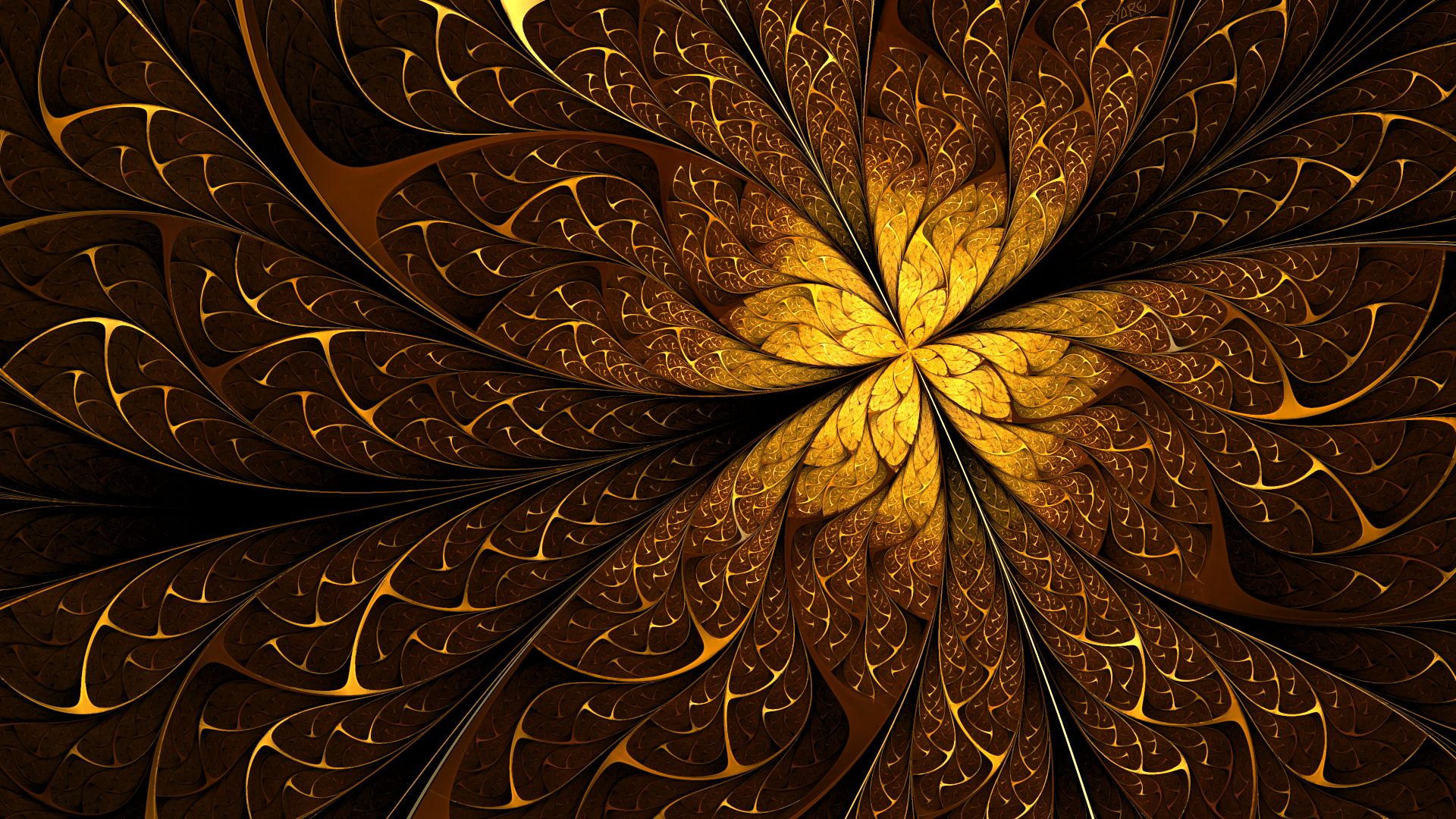 Free download wallpaper Abstract, Fractal, Golden on your PC desktop