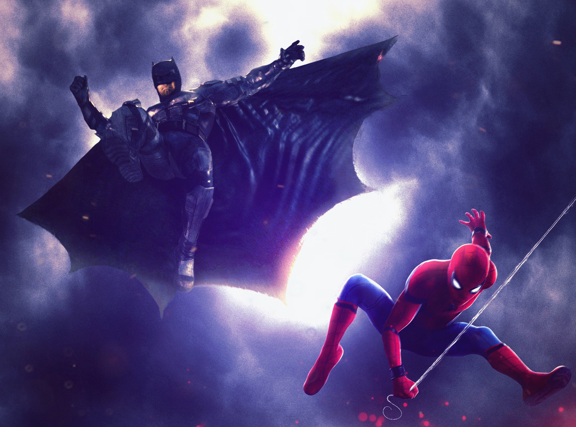 Download mobile wallpaper Spider Man, Batman, Crossover, Movie for free.