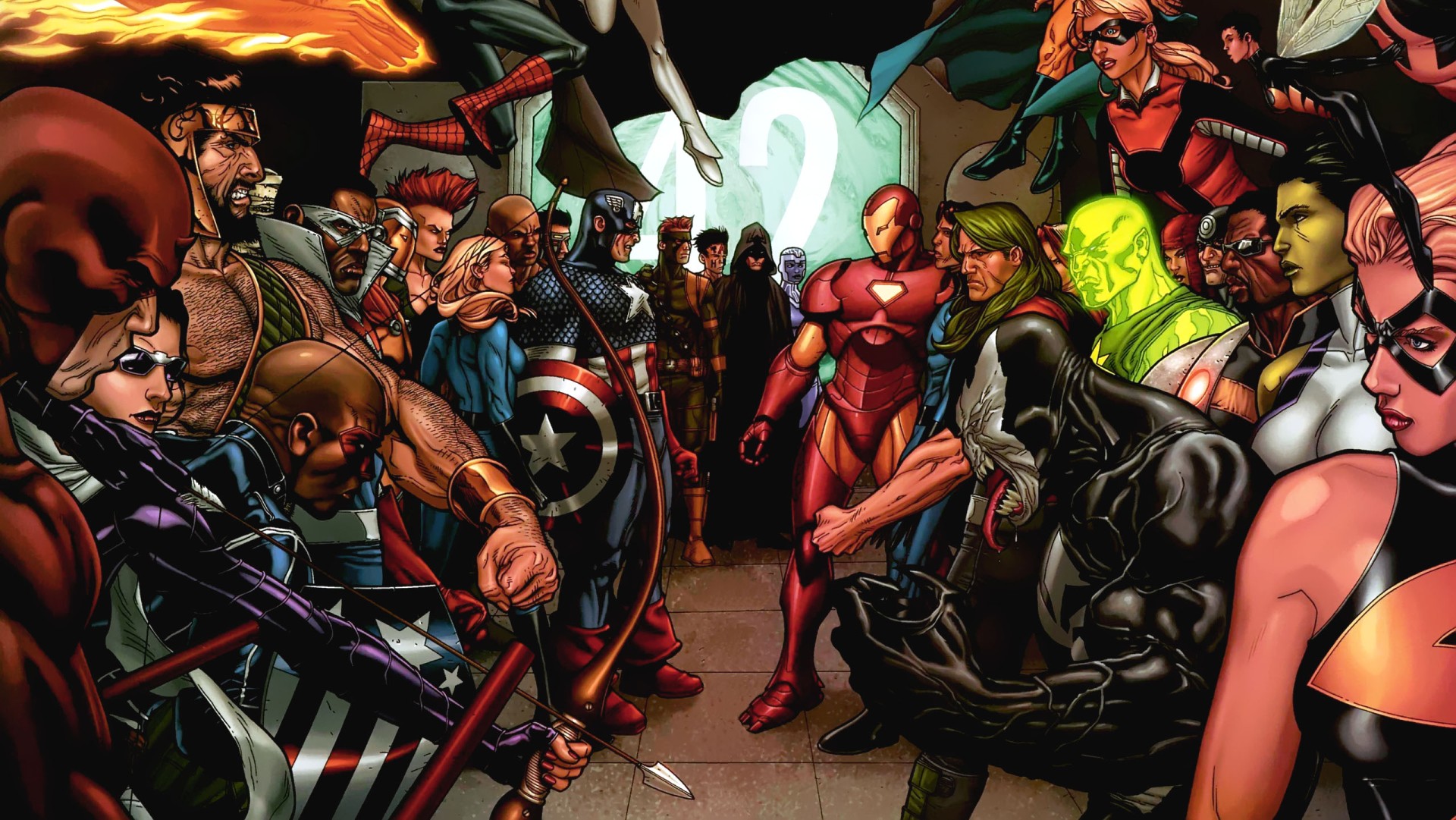 Free download wallpaper Iron Man, Captain America, Collage, Comics, Daredevil, She Hulk, Ms Marvel on your PC desktop
