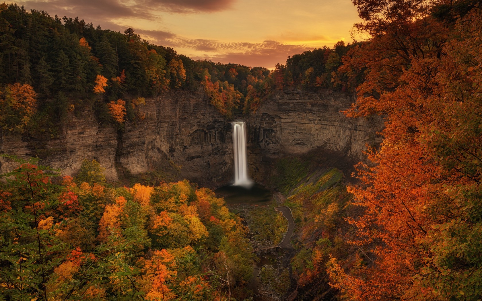 Descarga gratis la imagen Otoño, Cascadas, Cascada, Bosque, Árbol, Tierra/naturaleza en el escritorio de tu PC