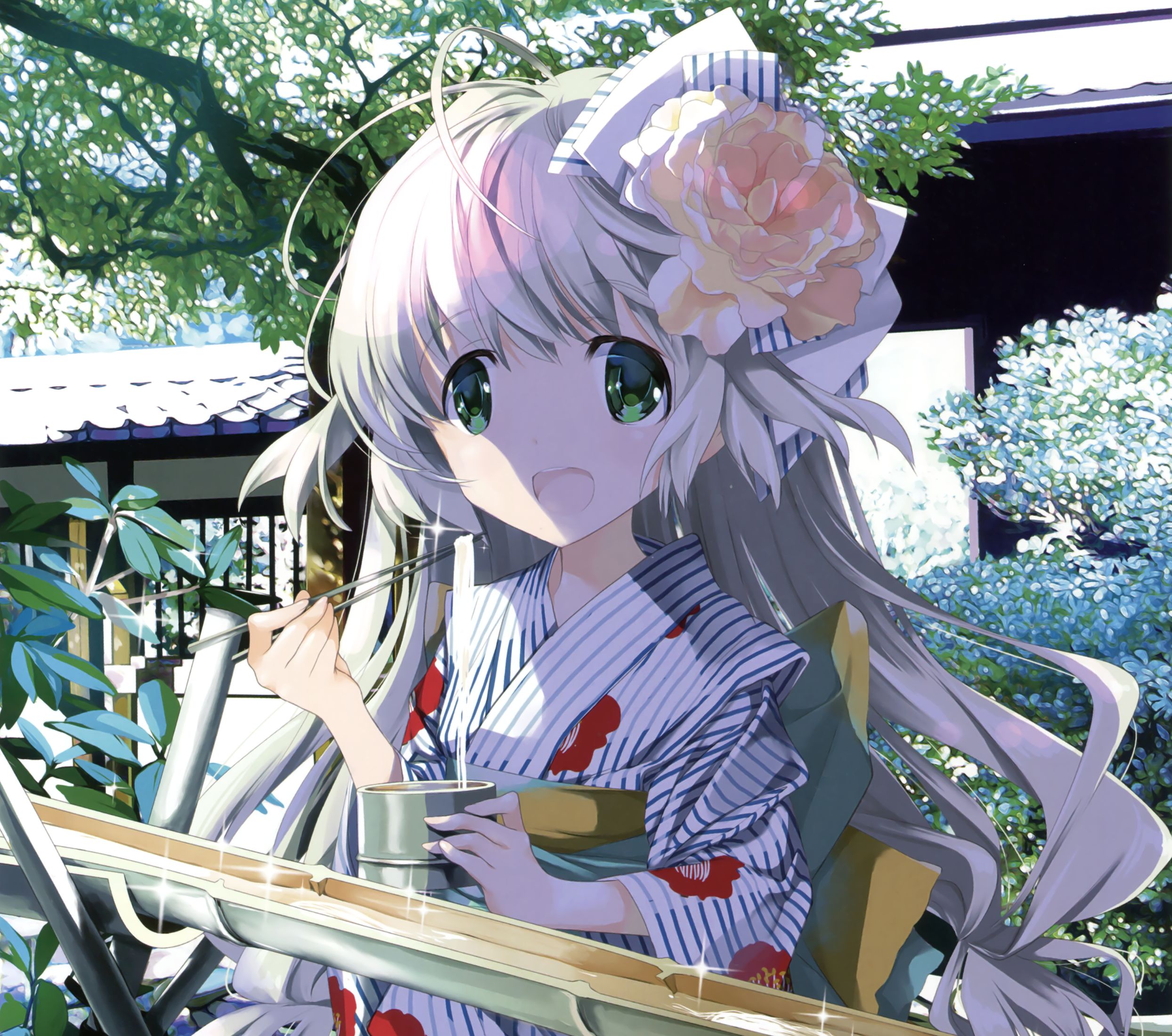 Laden Sie das Kimono, Original, Blondinen, Animes, Lange Haare, Schleife (Kleidung)-Bild kostenlos auf Ihren PC-Desktop herunter