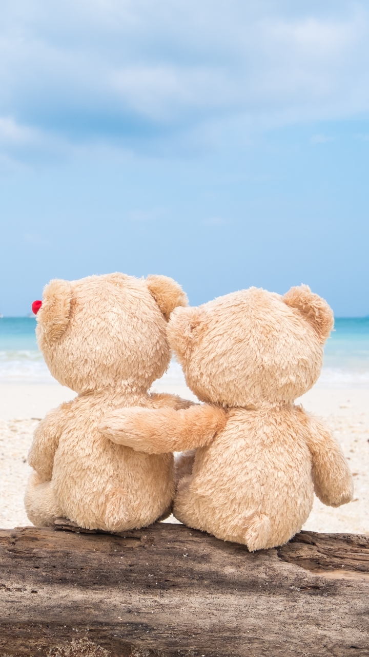 Download mobile wallpaper Beach, Love, Teddy Bear, Man Made, Stuffed Animal for free.