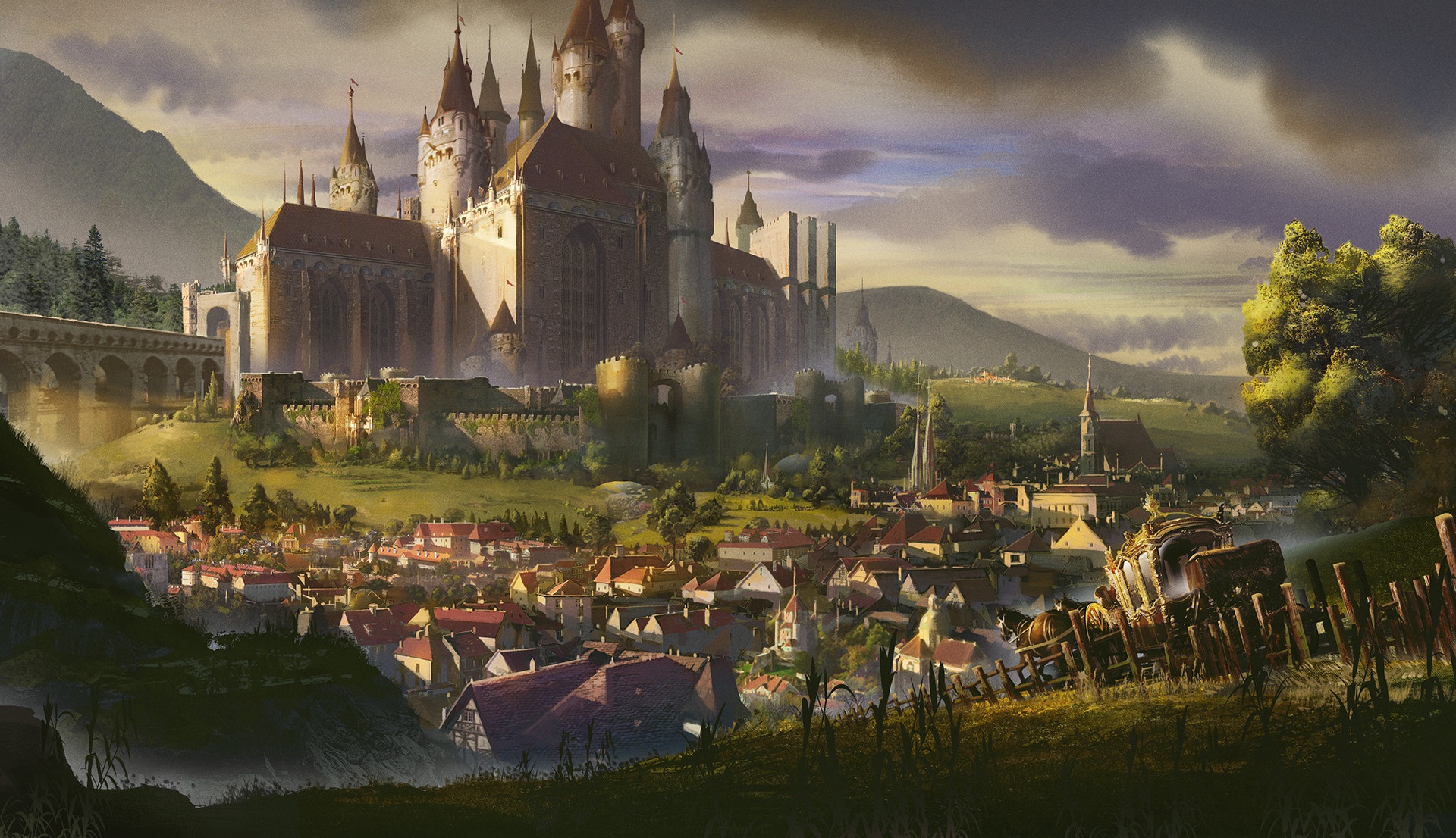 Free download wallpaper Fantasy, Castles, Town, Castle on your PC desktop