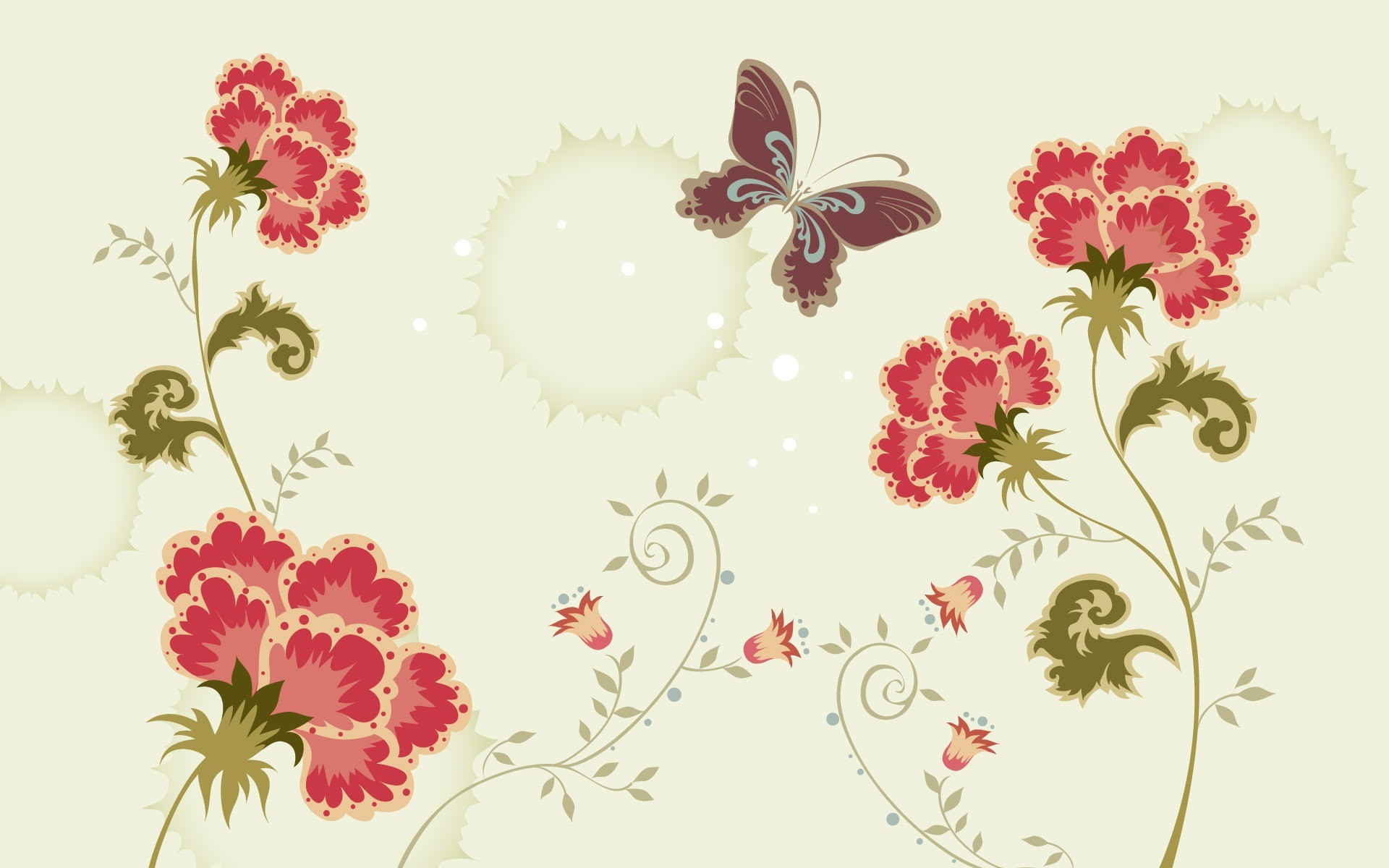 Laden Sie das Schmetterlinge, Blumen, Blume, Nelke, Künstlerisch-Bild kostenlos auf Ihren PC-Desktop herunter