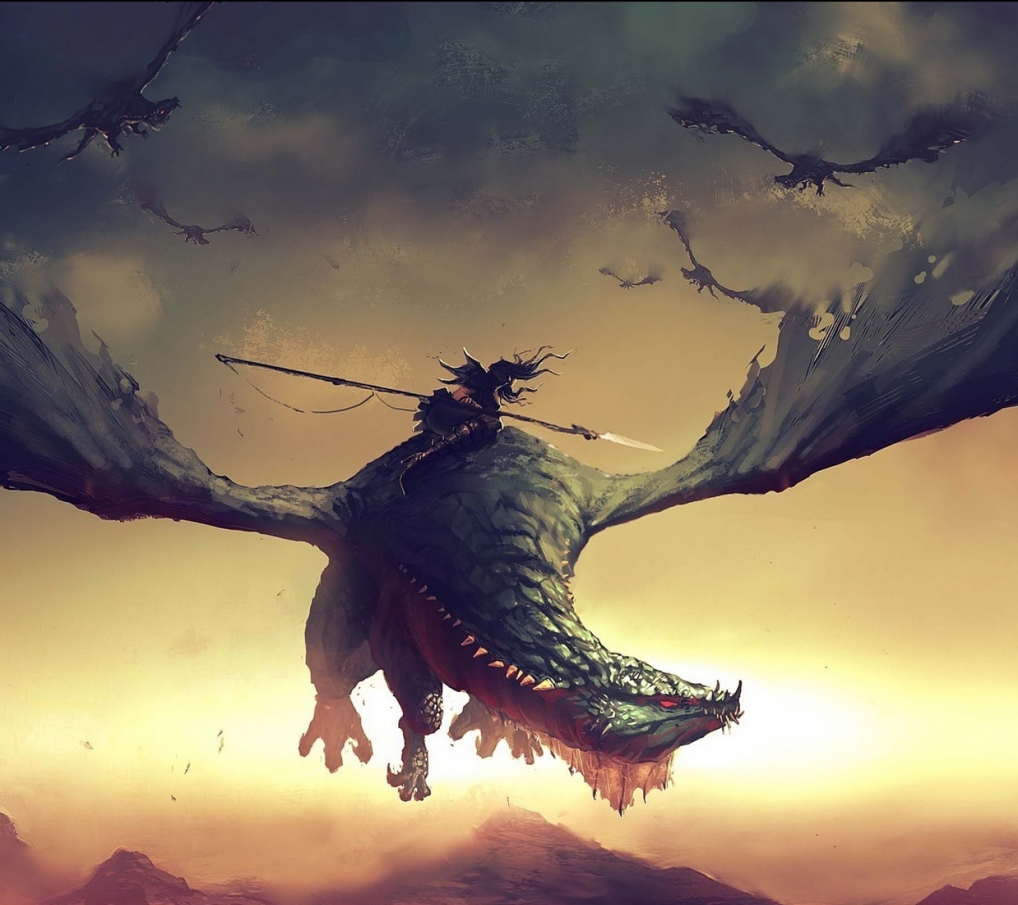 Download mobile wallpaper Fantasy, Dragon, Spear, Woman Warrior for free.