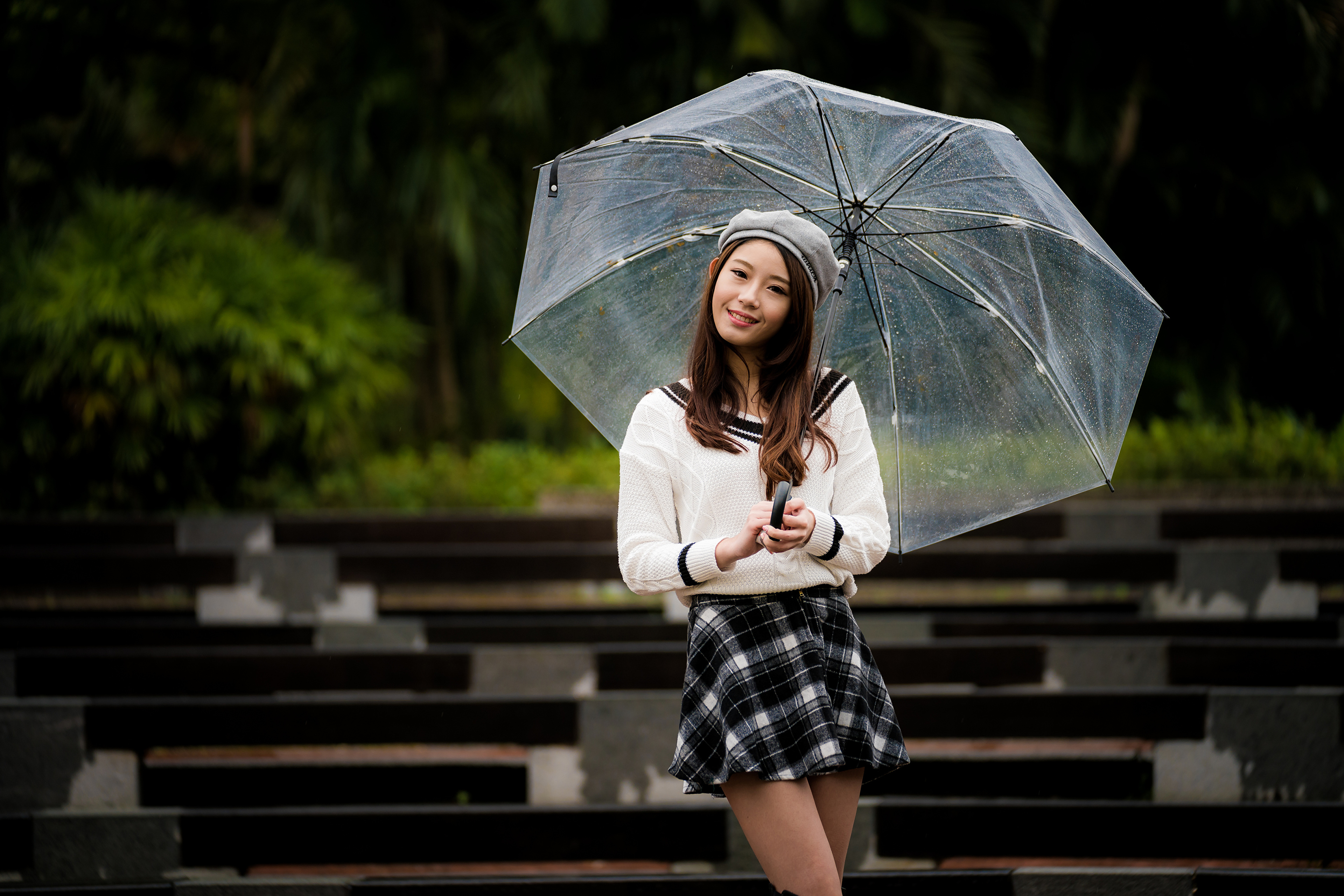 Téléchargez gratuitement l'image Parapluie, Chapeau, Brune, Jupe, Asiatique, Femmes, Top Model sur le bureau de votre PC